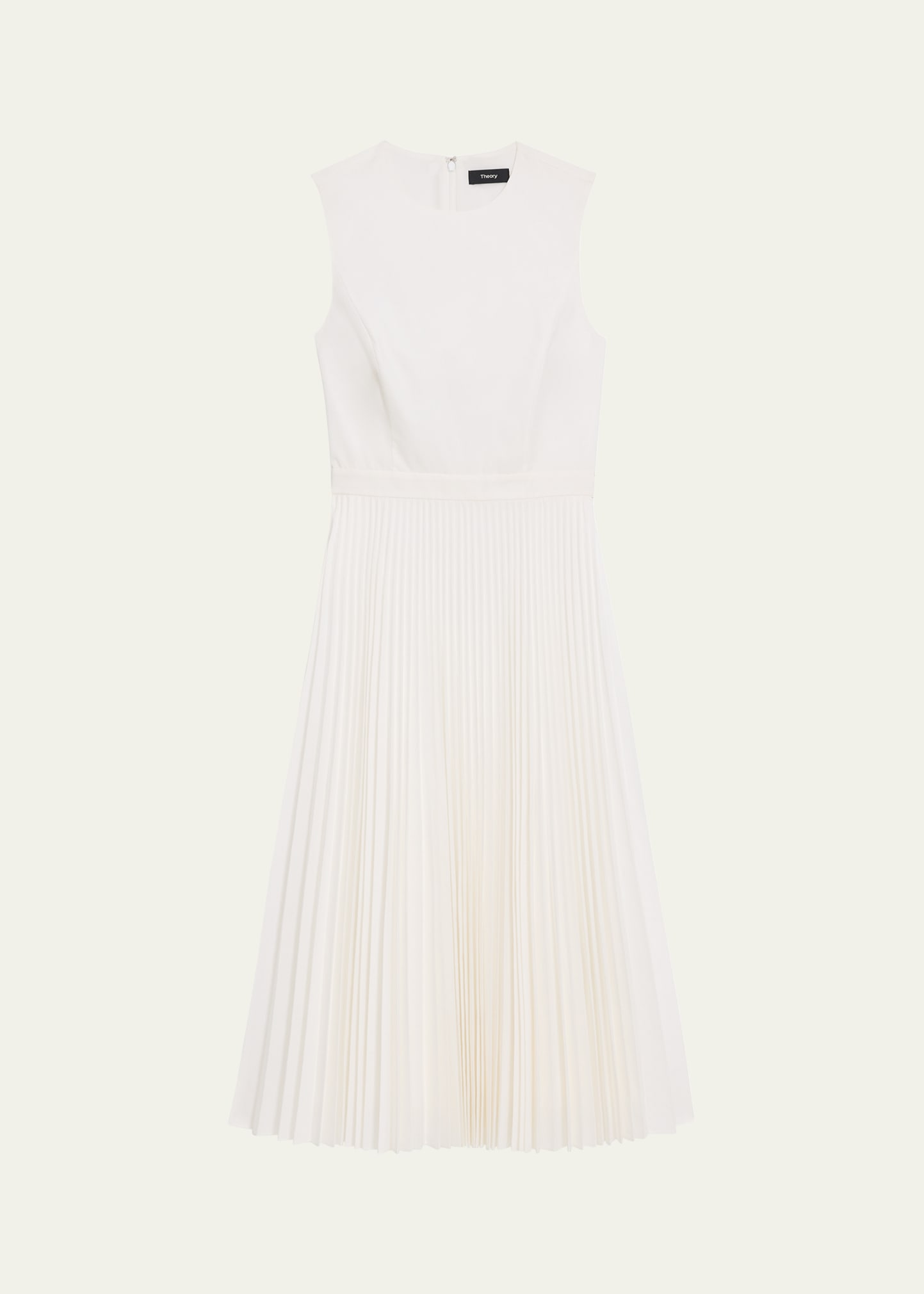 Theory Pleated-skirt Sleeveless Midi Dress In White