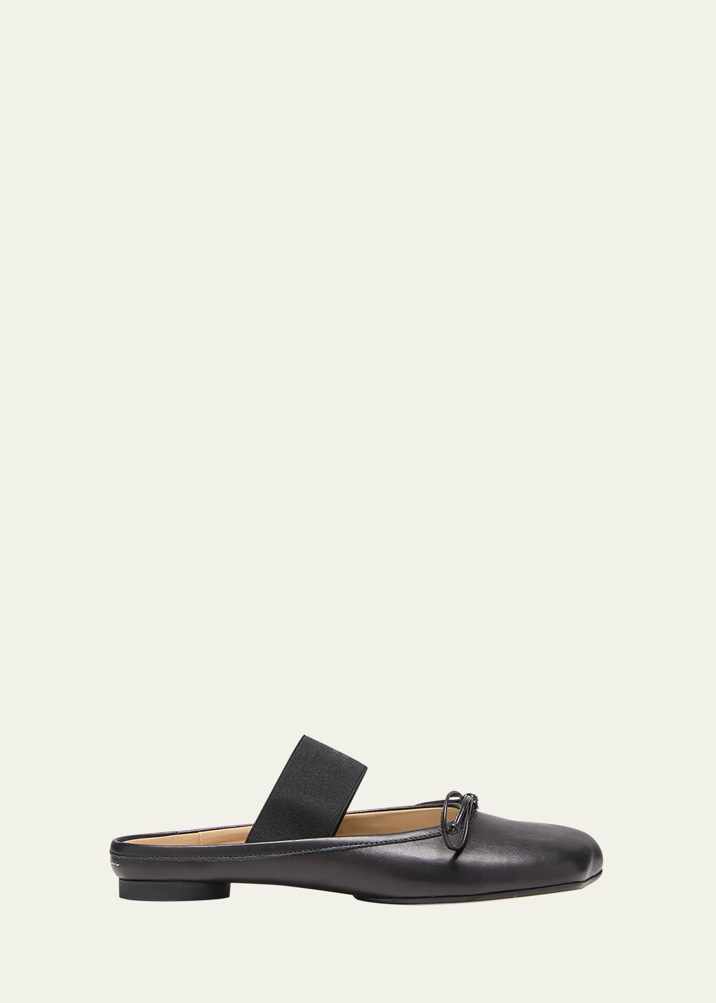 Leather Bow Ballerina Mules