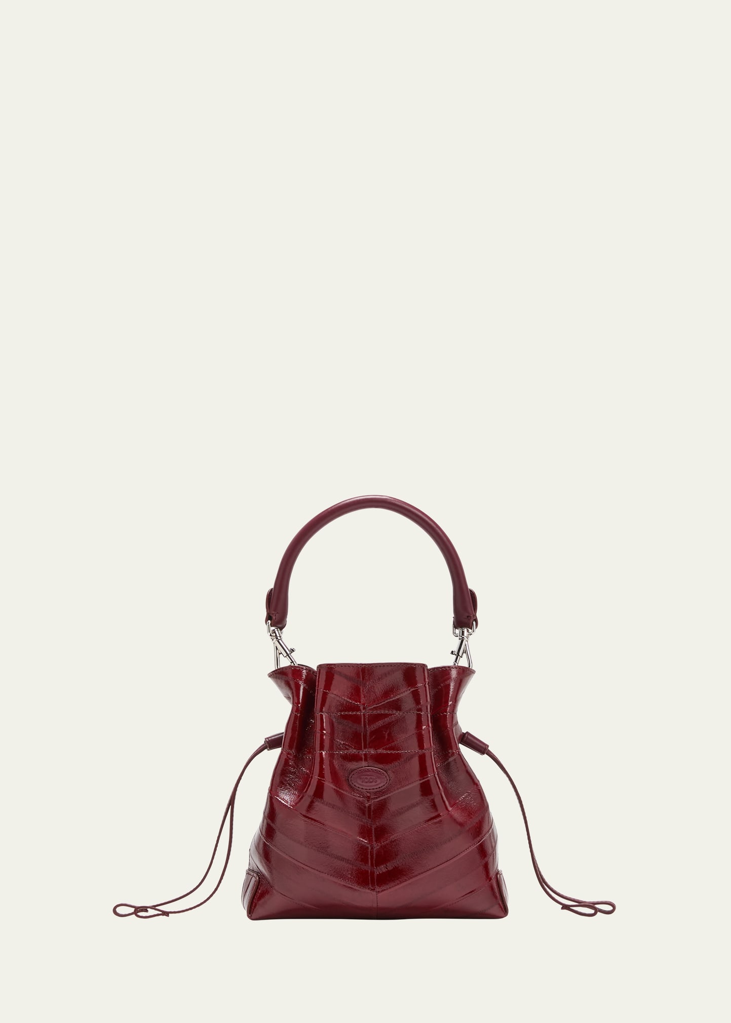Tod's Di Mini Quilted Drawstring Bag In Burgundy