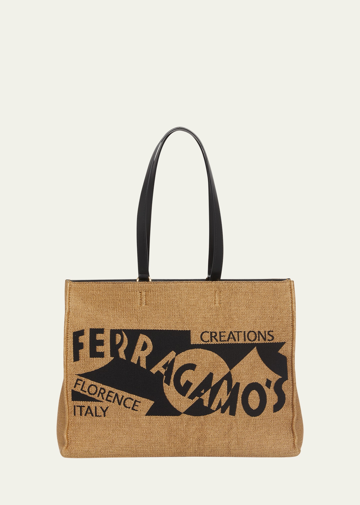 Shop Ferragamo F Signature Raffia Tote Bag In Nero