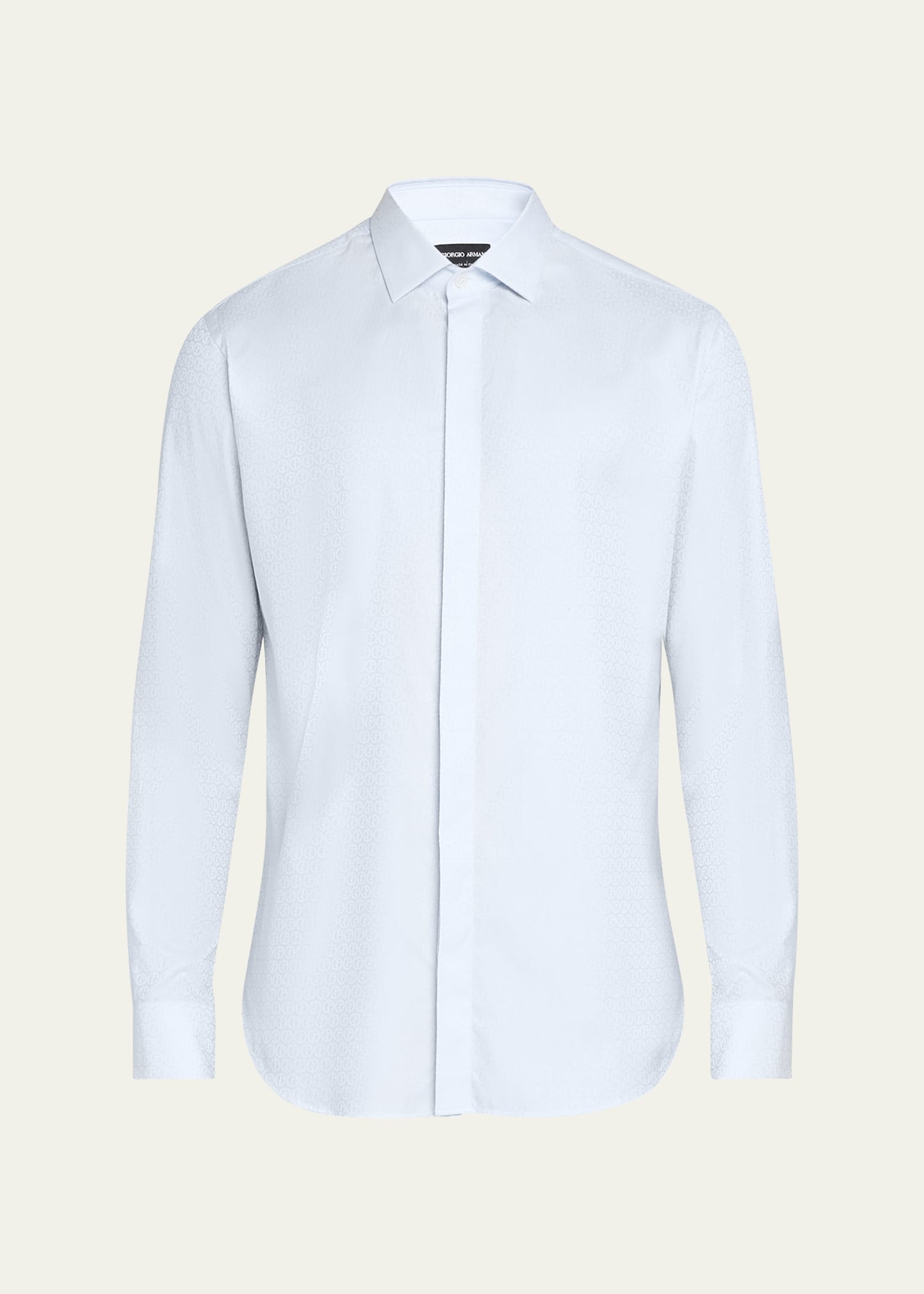 Shop Giorgio Armani Men's Tonal Micro Logo Formal Shirt In Multi