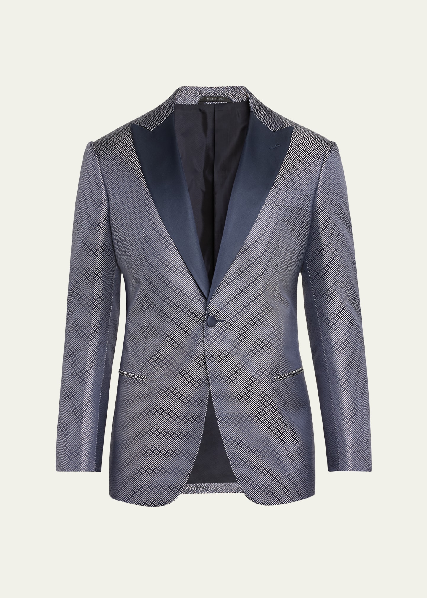 Shop Giorgio Armani Men's Geo Jacquard Dinner Jacket In Solid Medium Blue