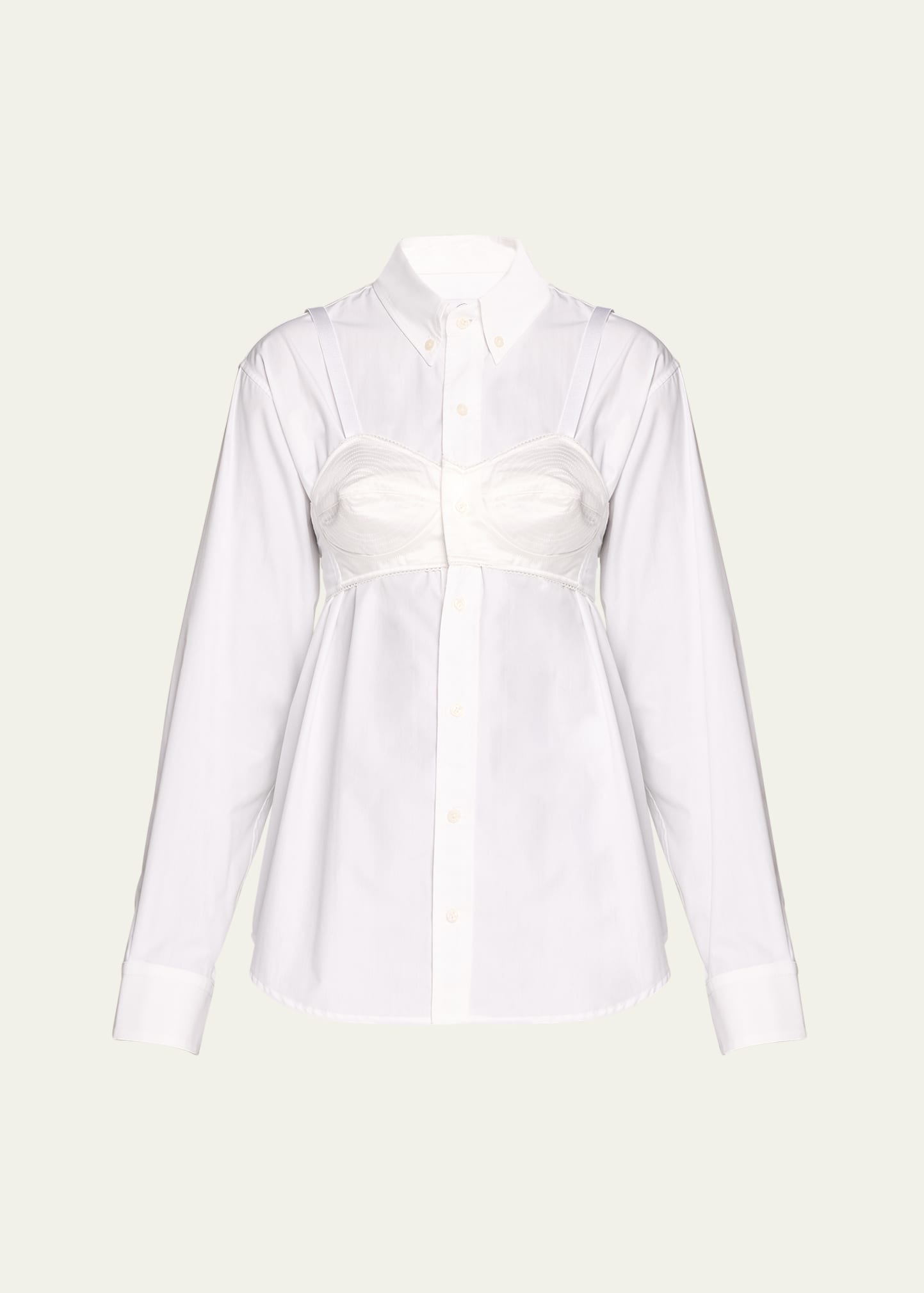 Shop Vaquera Bra Overlay Button Down Blouse In White 1