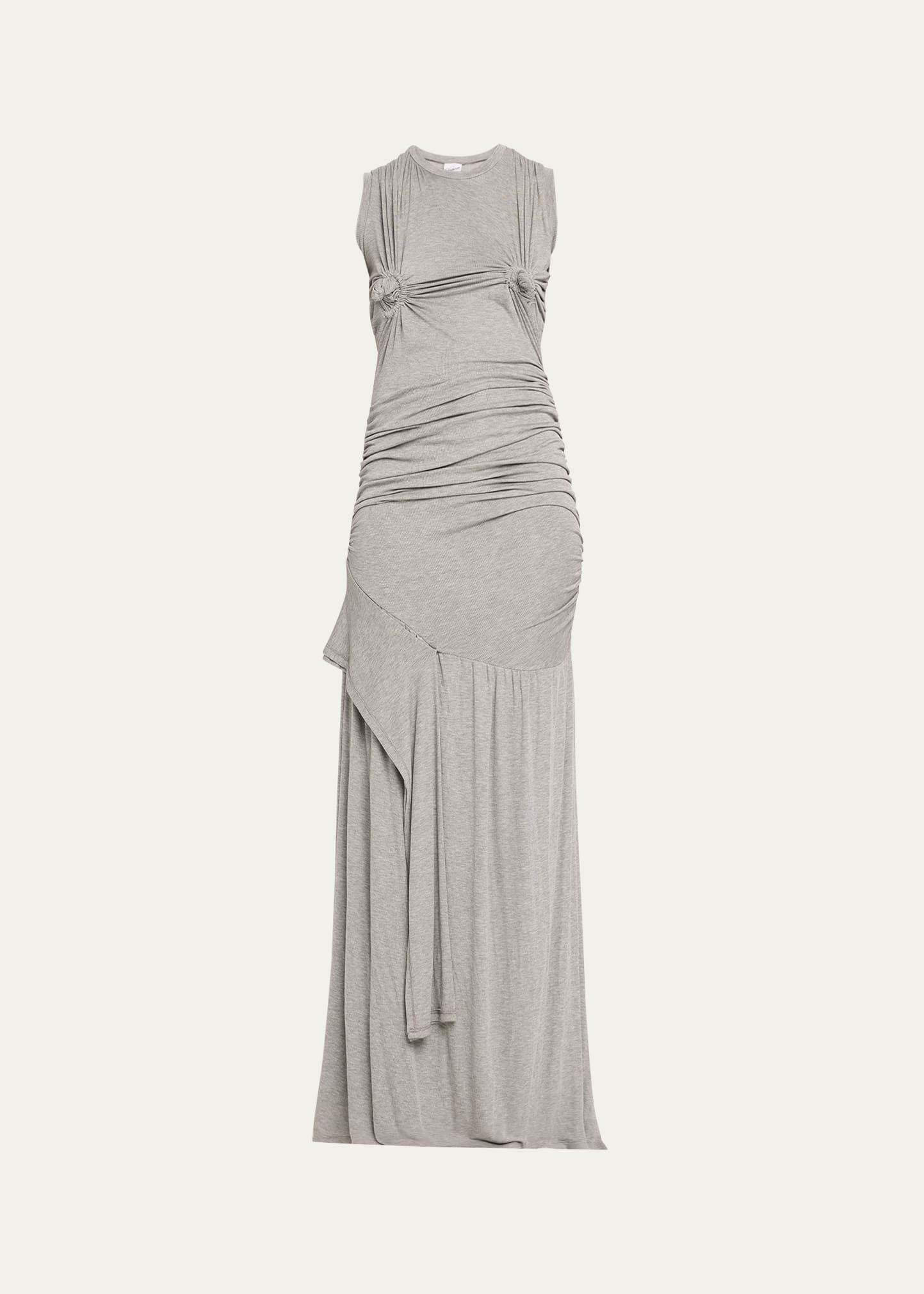 Shop Vaquera Tittie Twister Knotted Long Dress In Grey