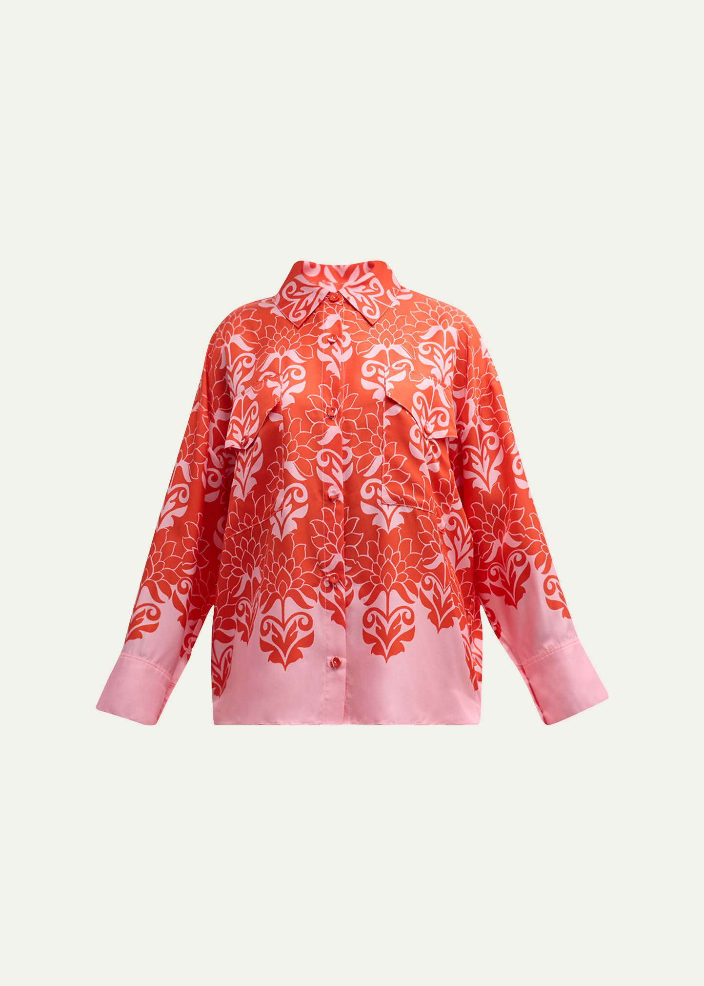 Figue Francis Printed Silk Button-front Top In Mosaic Sunset Pin