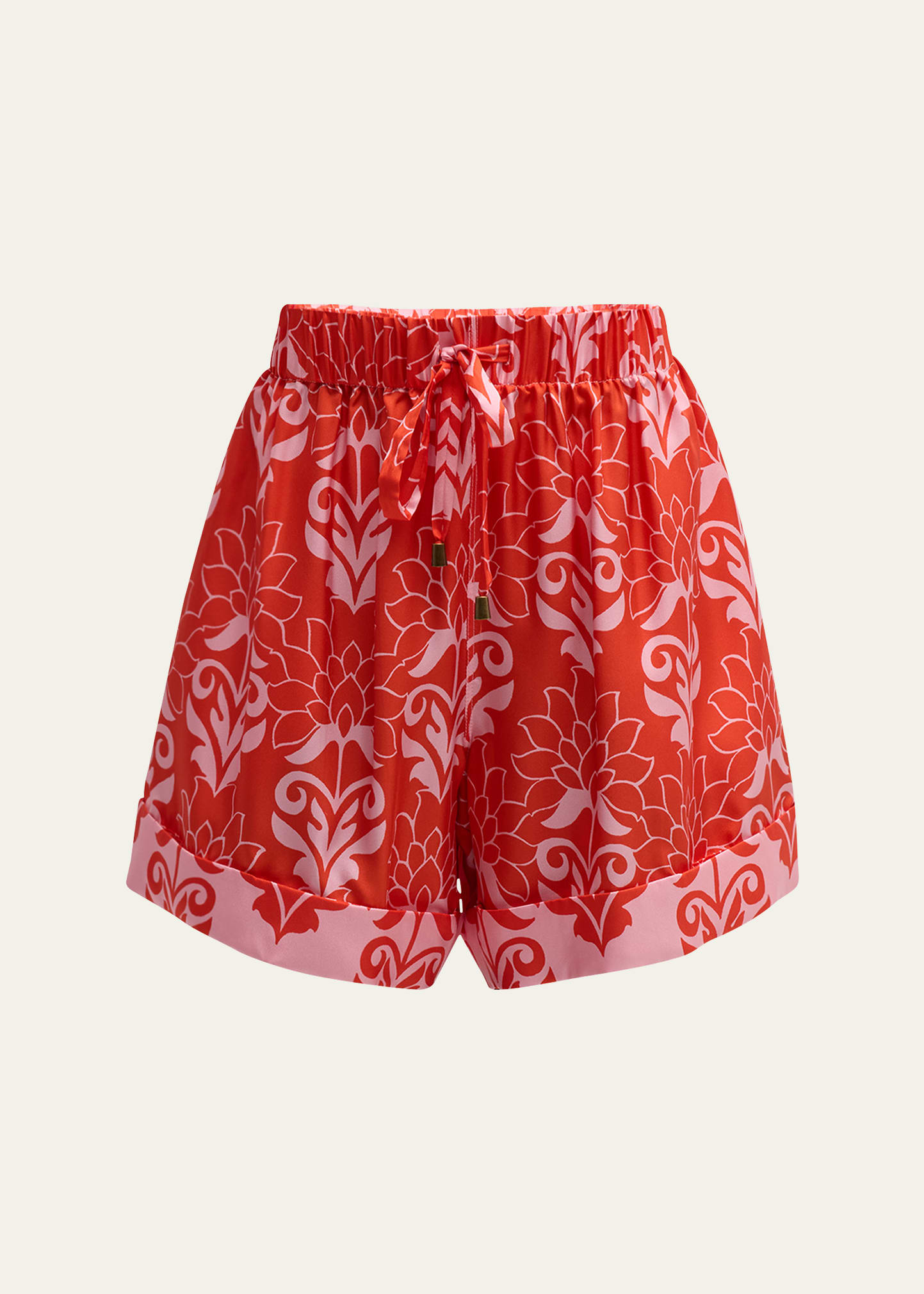 Shop Figue Coppins Printed Silk Shorts In Mosaic Sunset Pin
