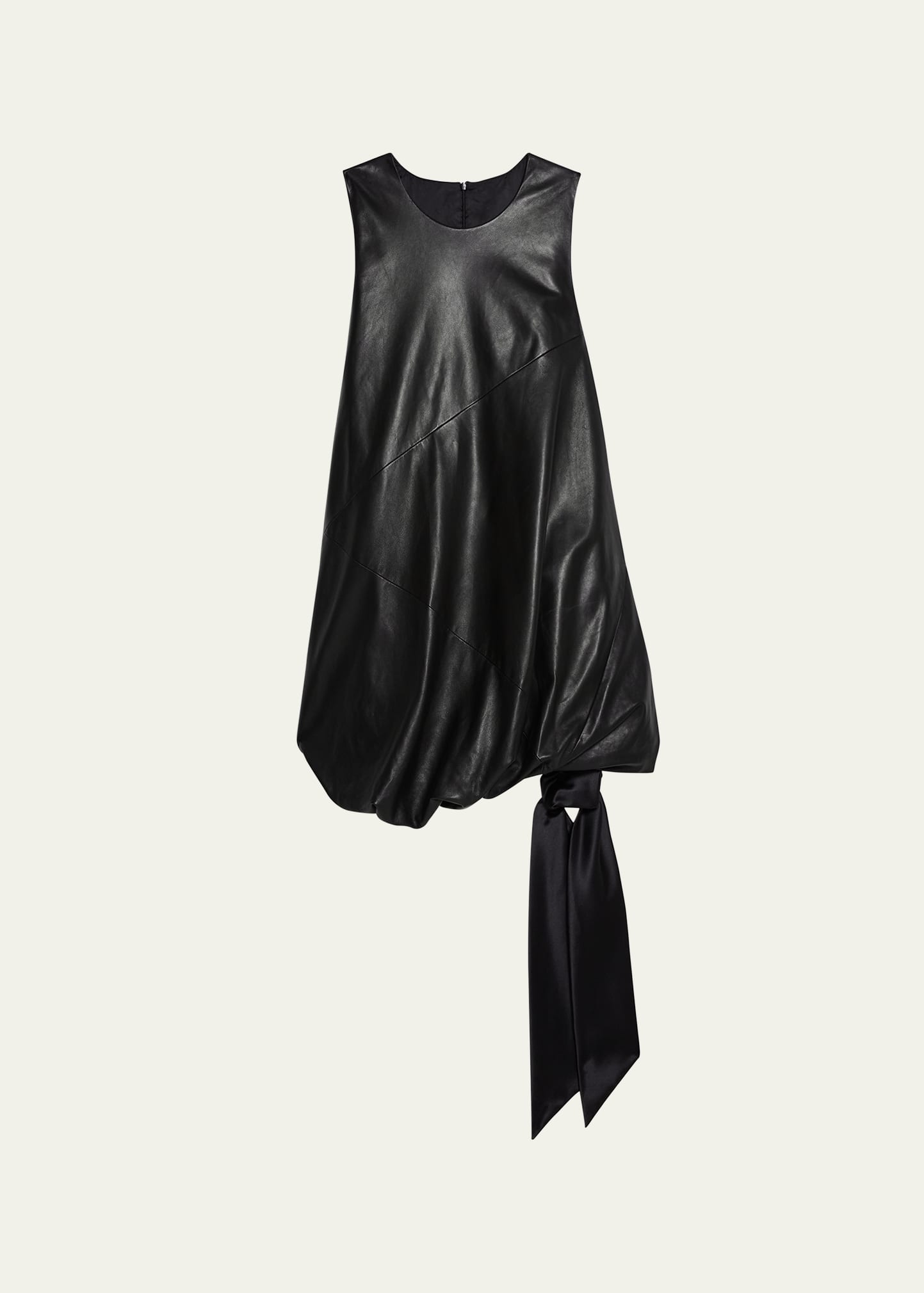 Shop Helmut Lang Leather Bubble Dress In Blk