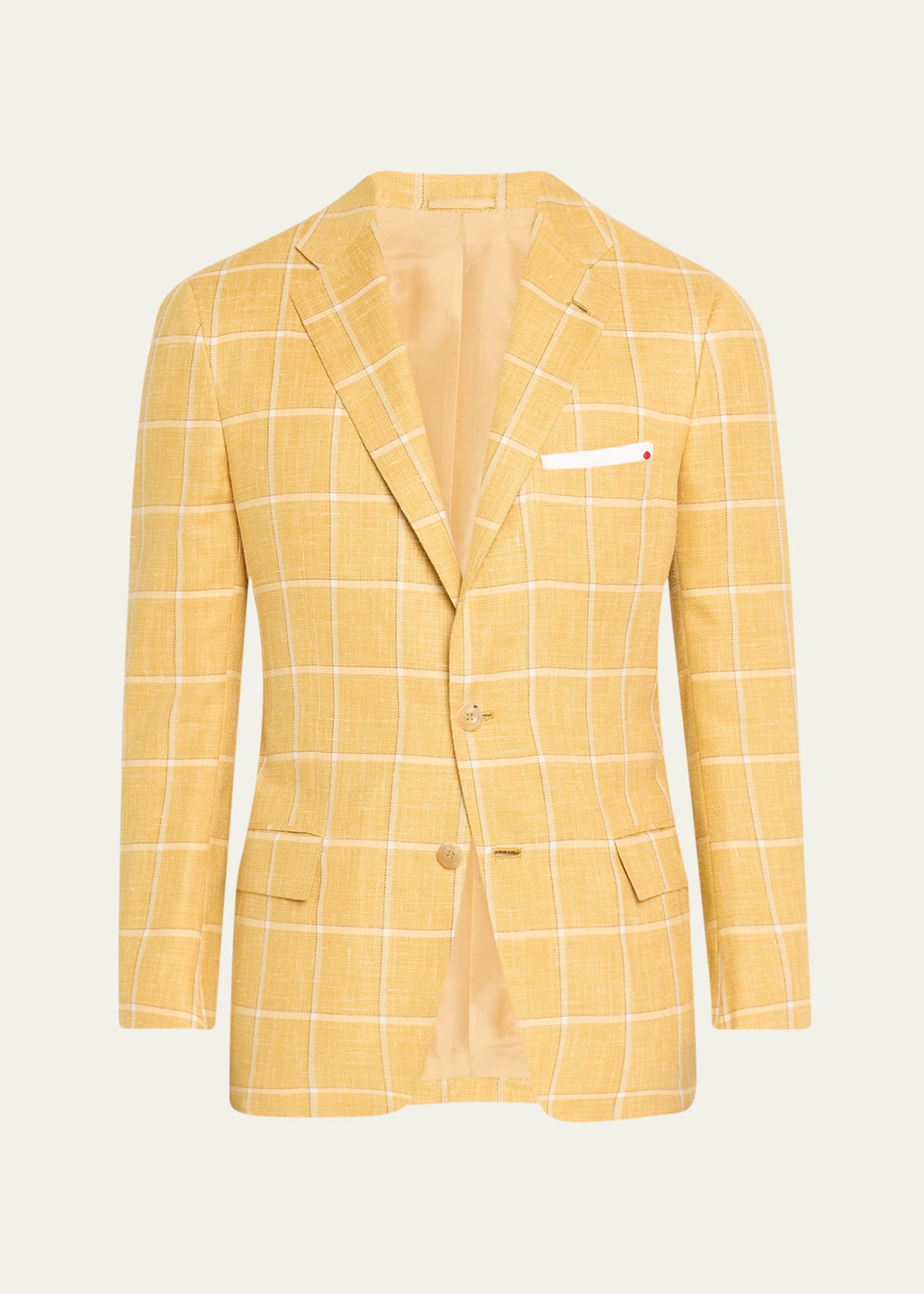Kiton Men's Cashmere-blend Windowpane Sport Coat In Yellow