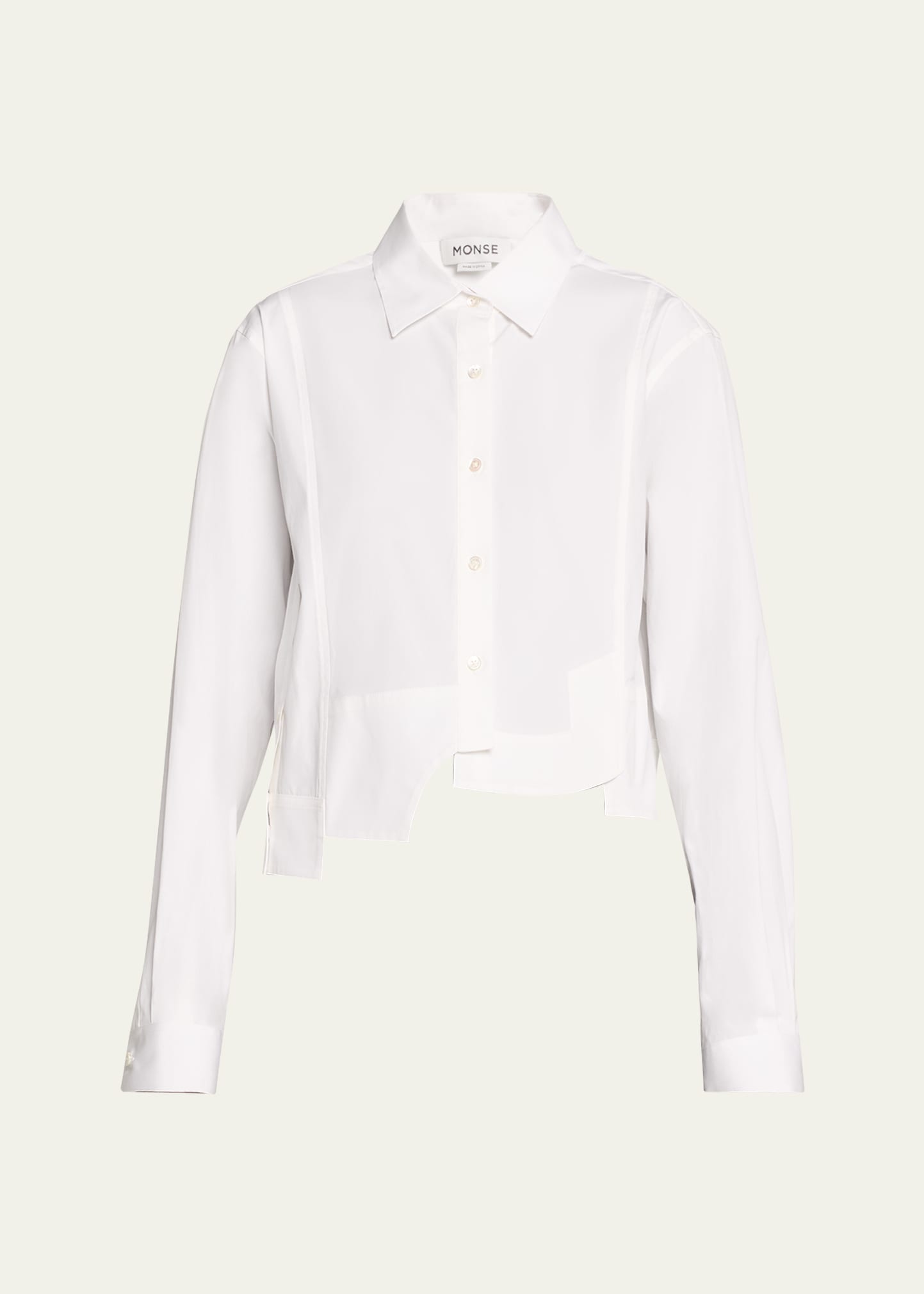 Shop Monse Deconstructed Cropped Button Down Top In Ivory