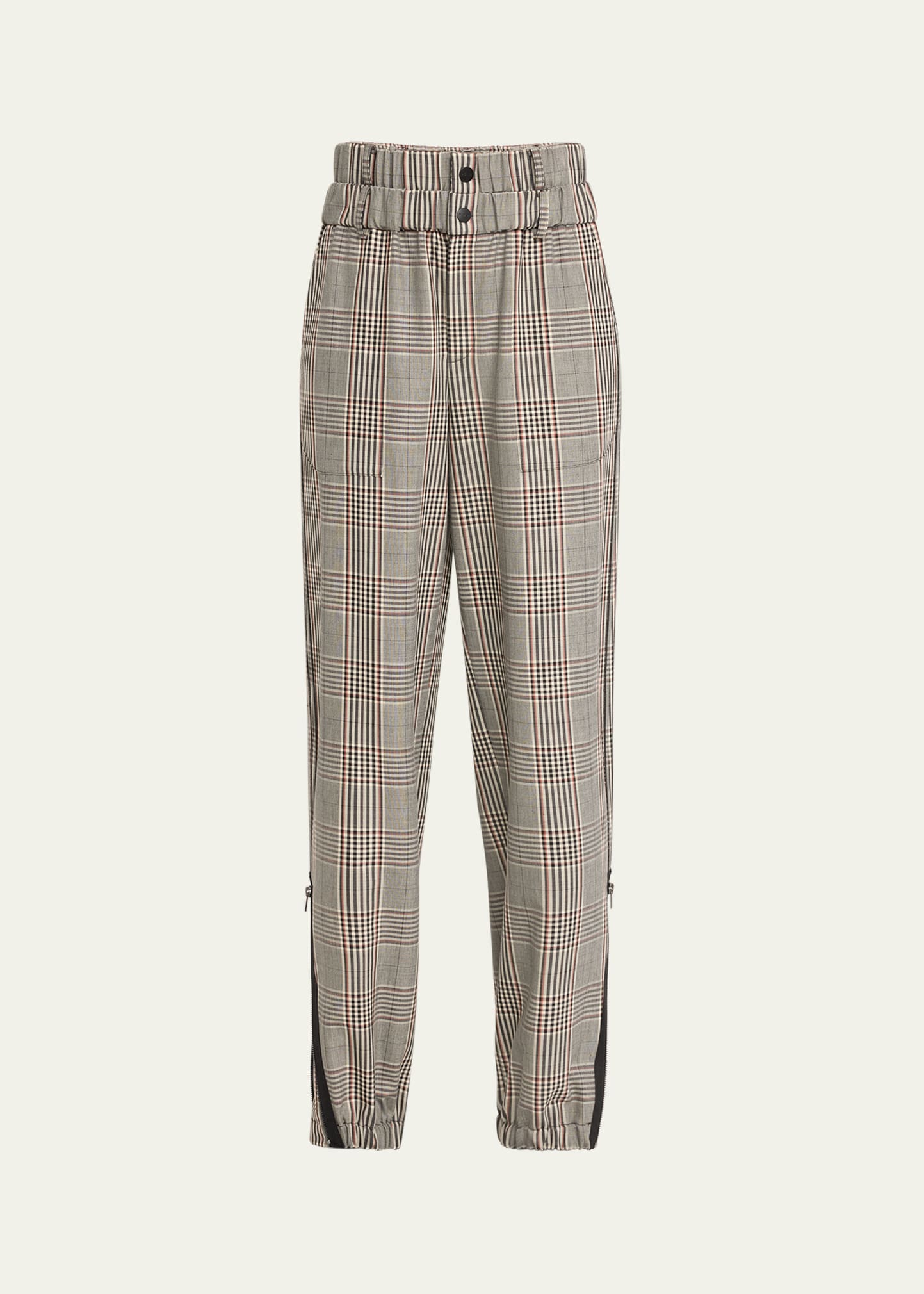 Shop Monse Plaid Double Waistband Wool Trousers In Black Multi