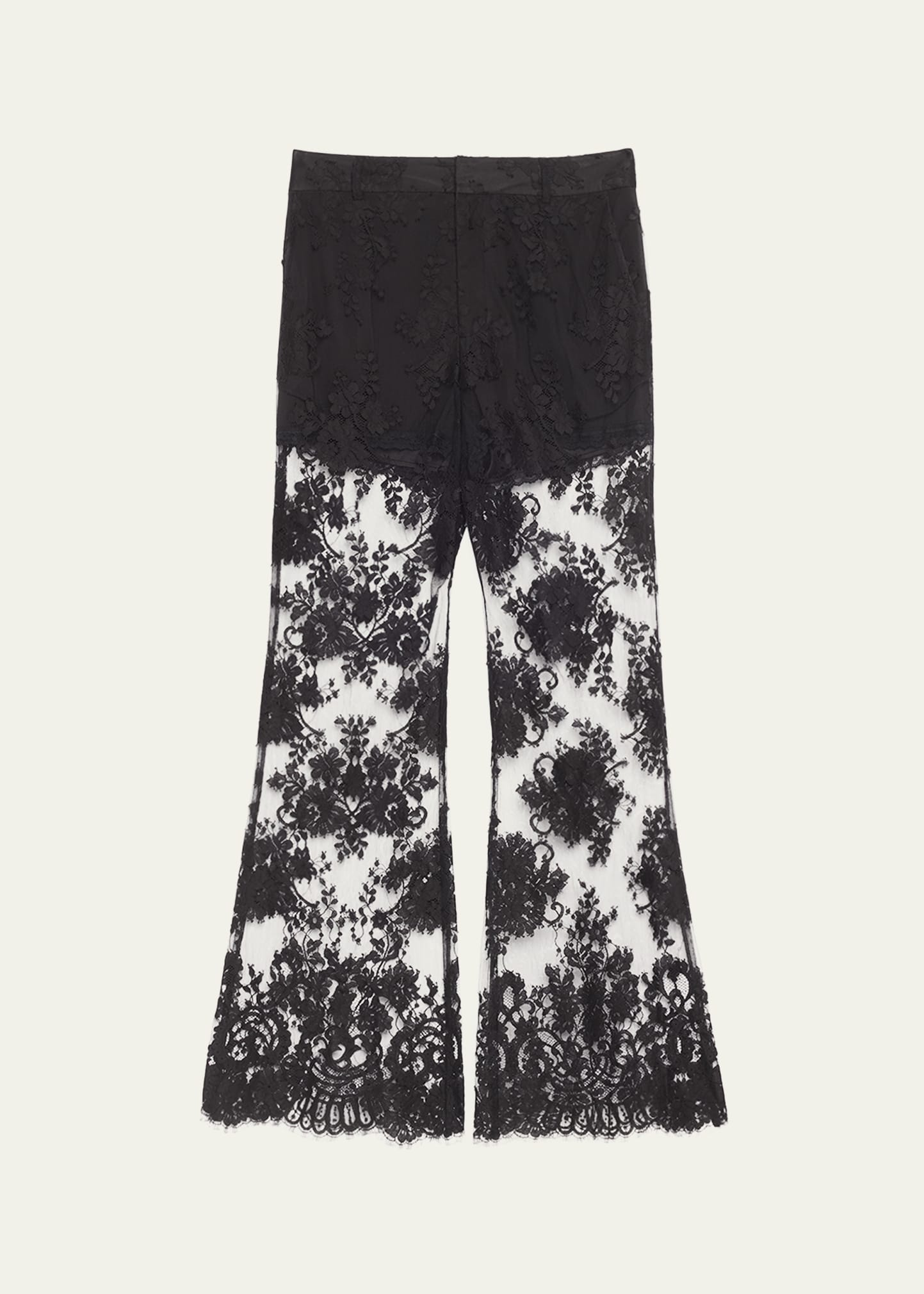Monse Floral Lace Flare Pants In Black