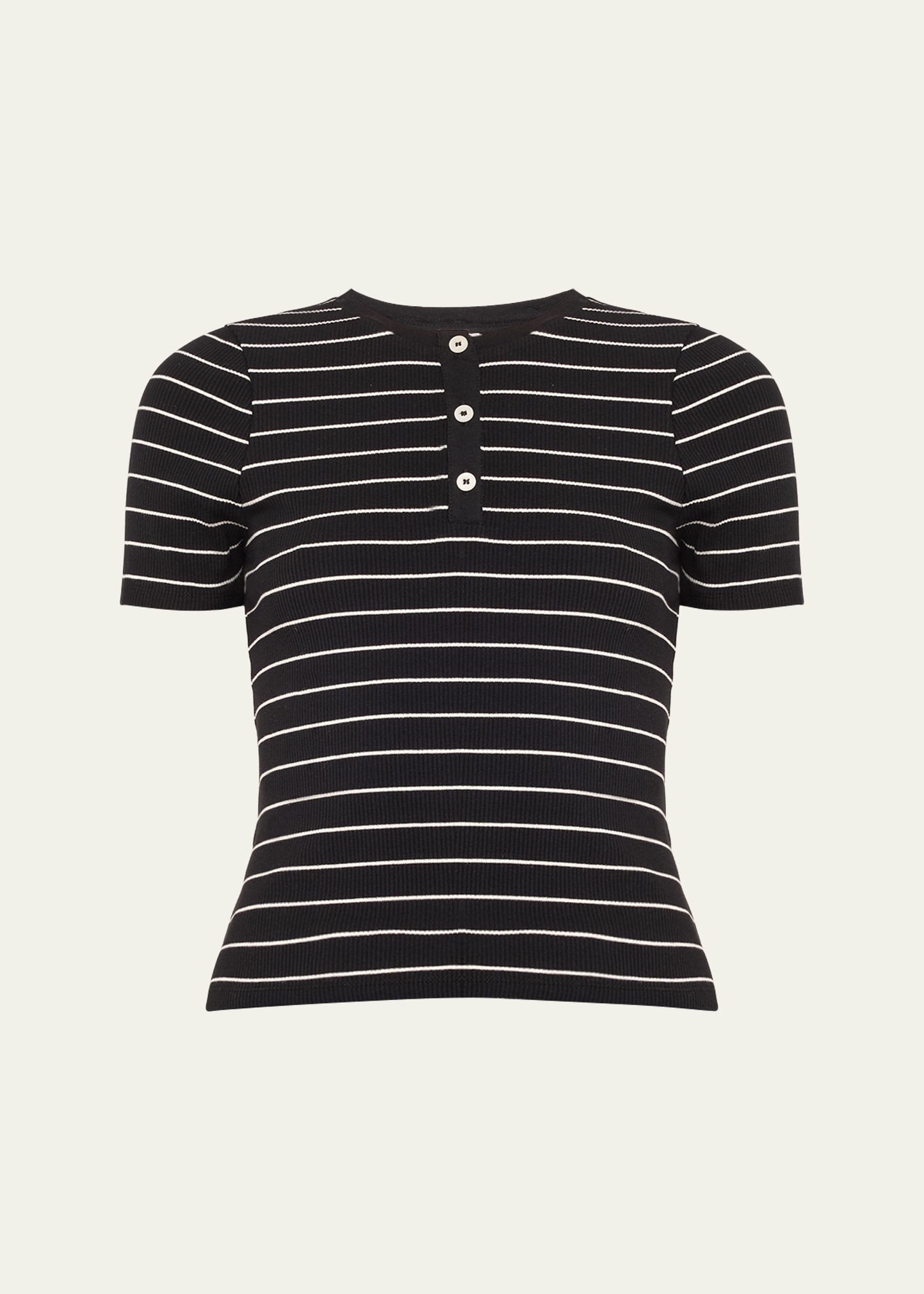 The Genie Short-Sleeve Striped Henley Shirt