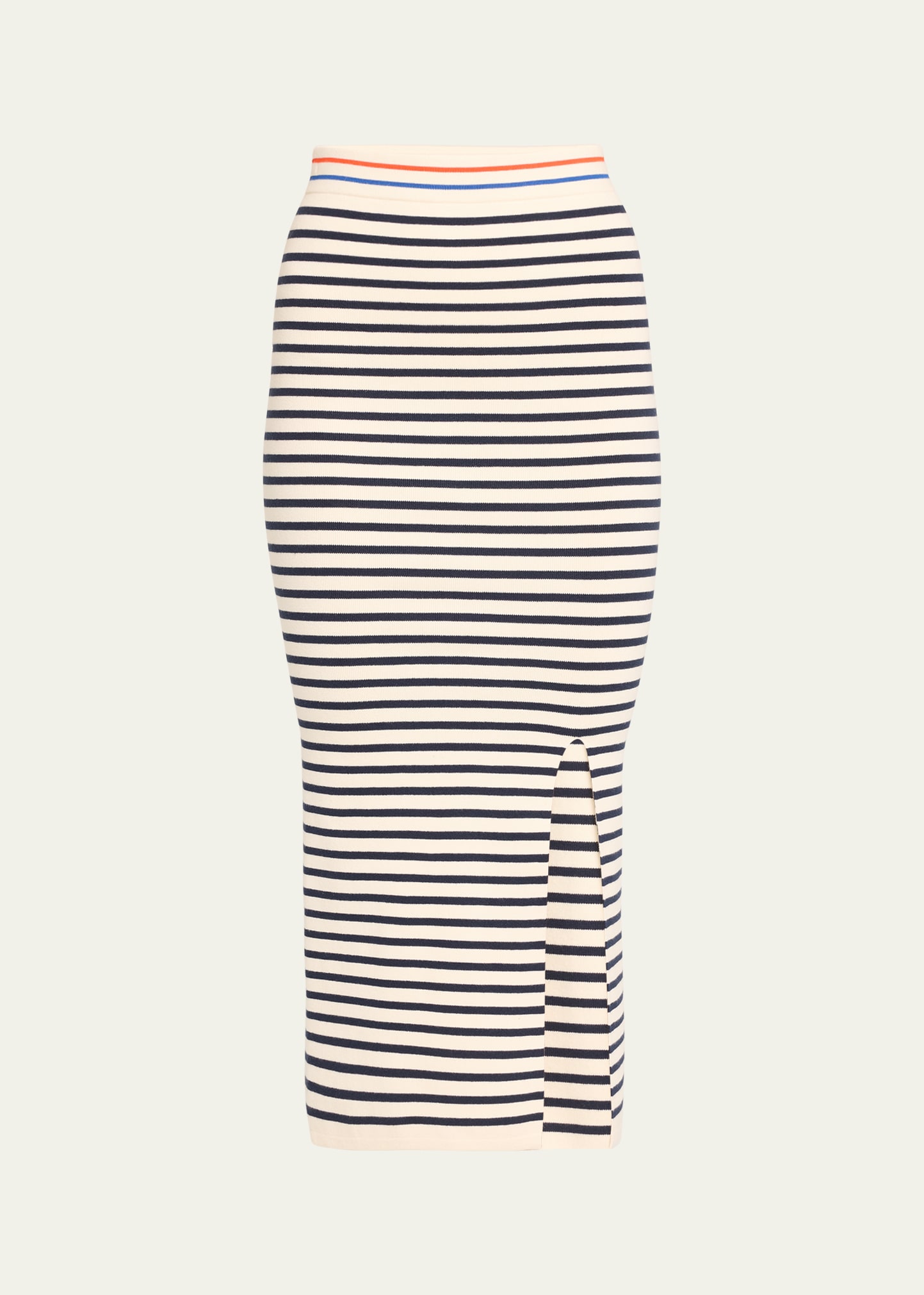 The Dee Striped Slit Midi Skirt