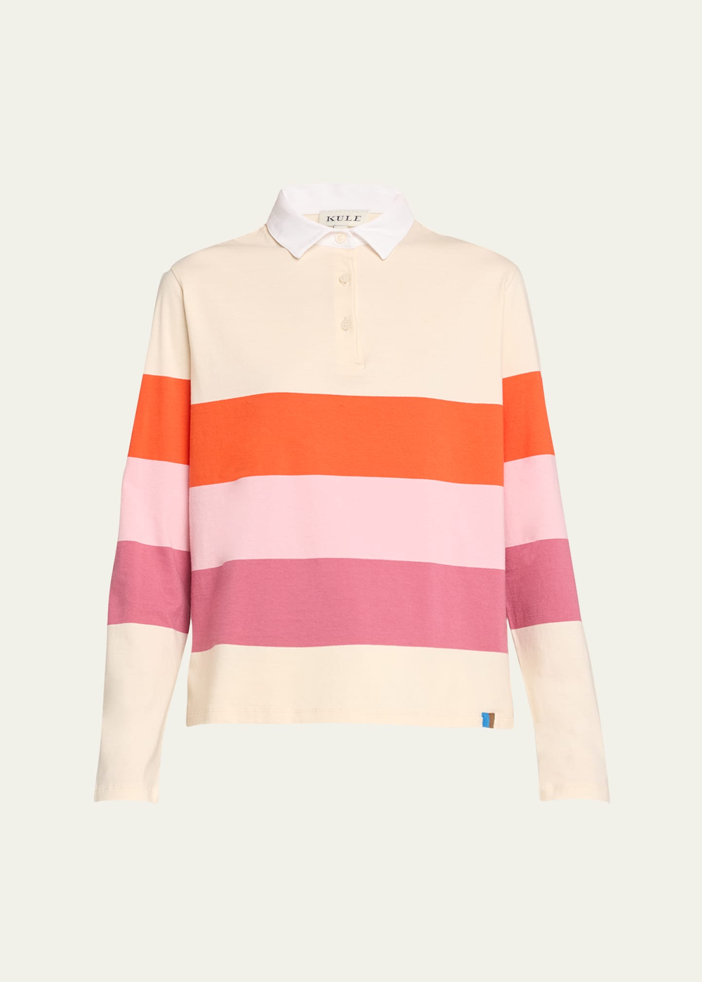 Shop Kule The Colorblock Rugby Long-sleeve Cotton T-shirt In Blush/raspberry