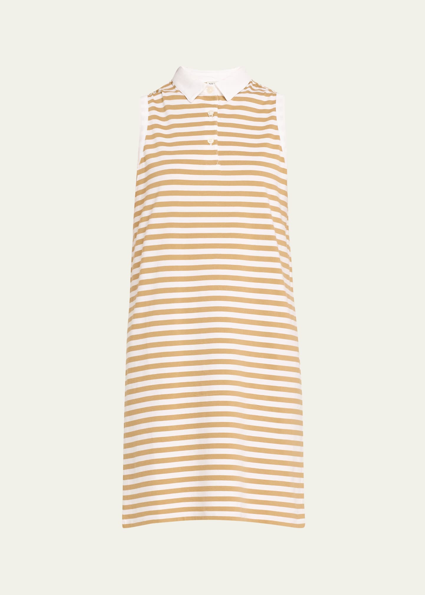 Shop Kule The Polo Sleeveless Cotton Stripe Mini Dress In White/beige
