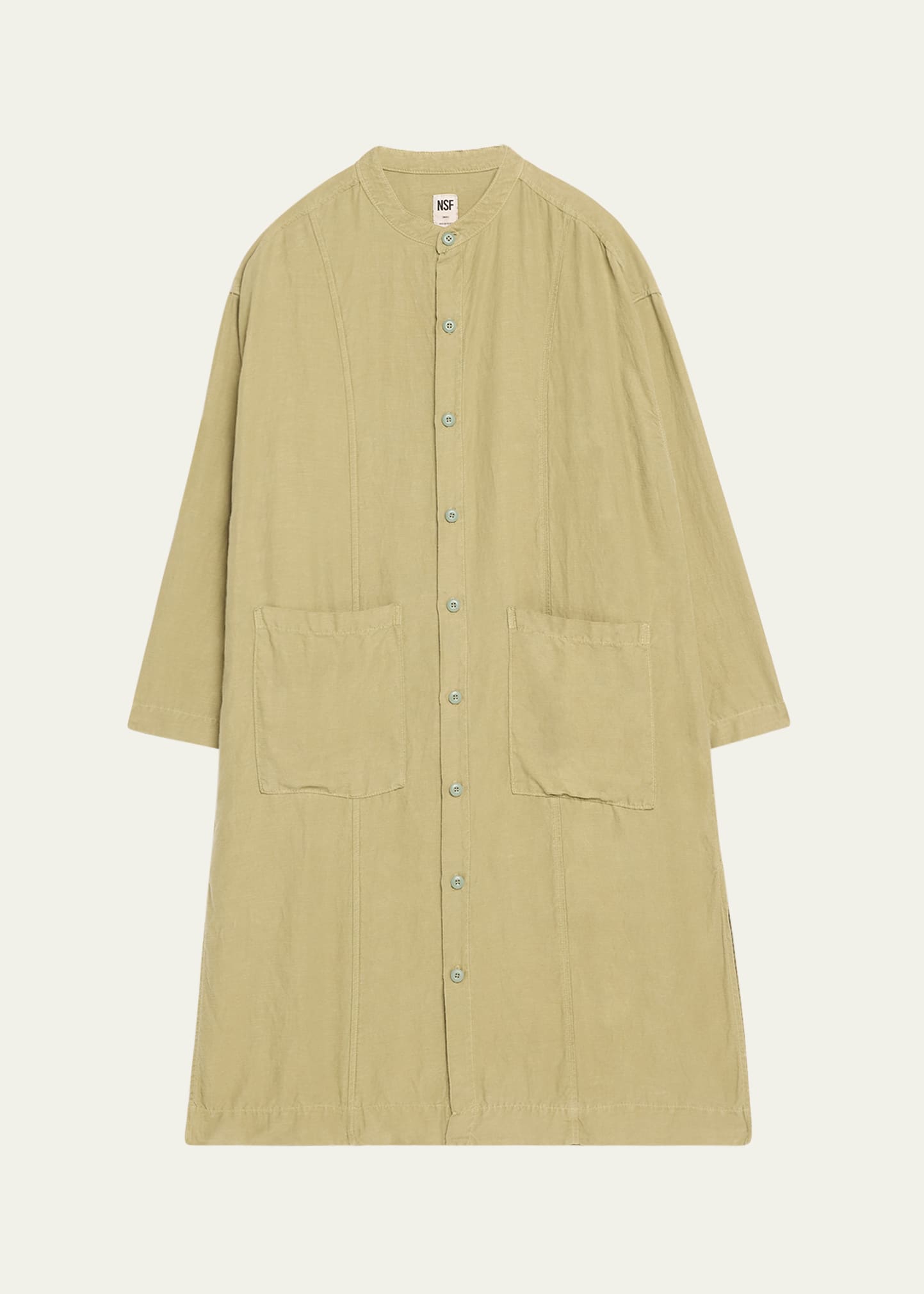 Coral Linen-Blend Midi Cargo Shirt Dress