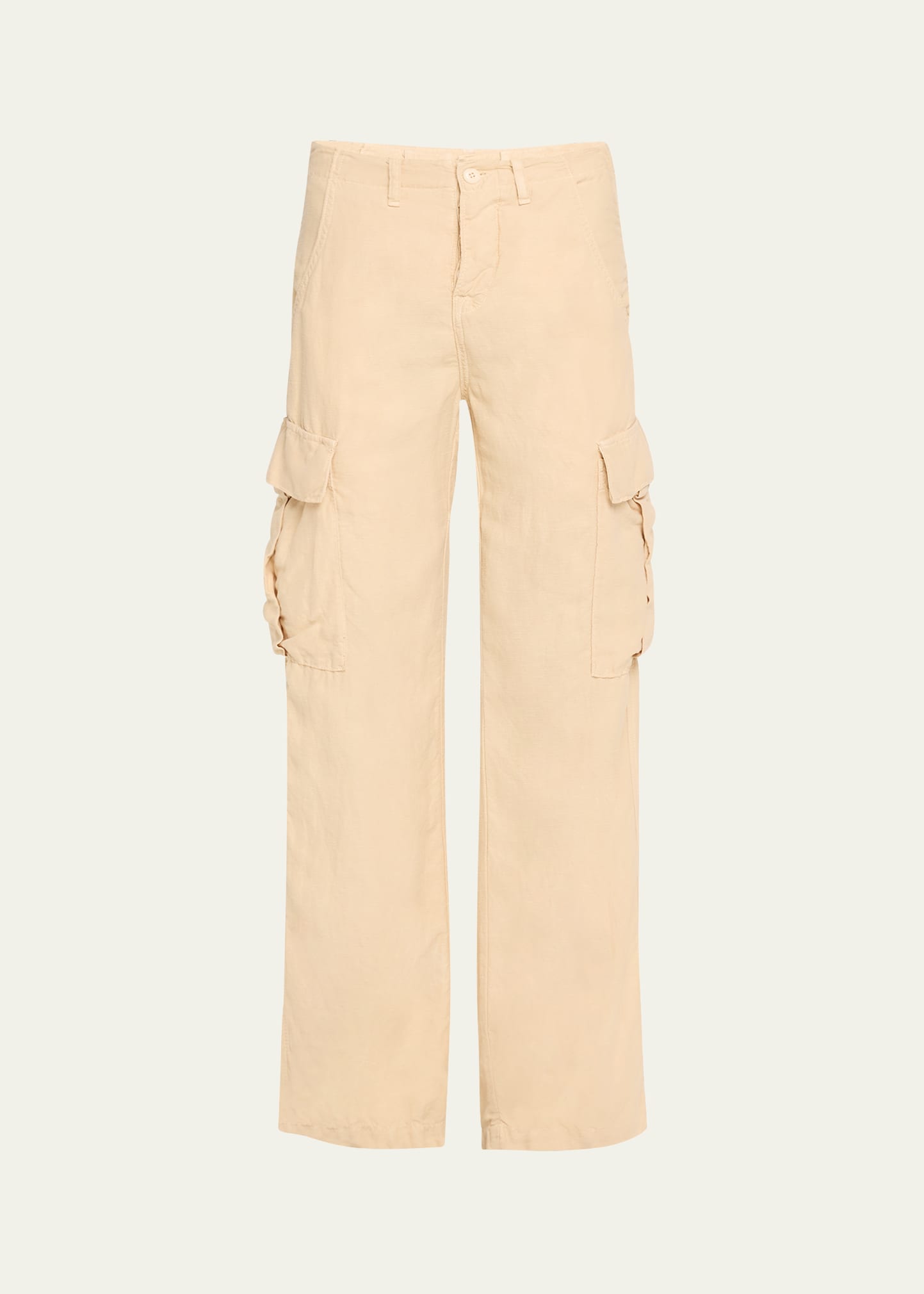 Shop Nsf Clothing Bennett Straight Relaxed Linen-blend Cargo Pants In Pigment Naturale