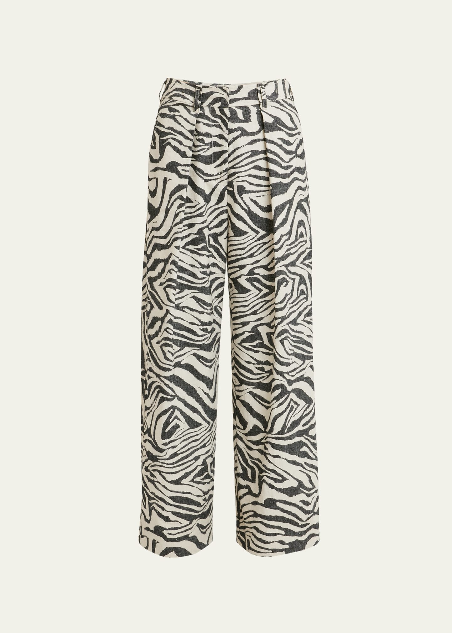Cai Wide-Leg Zebra-Print Pants