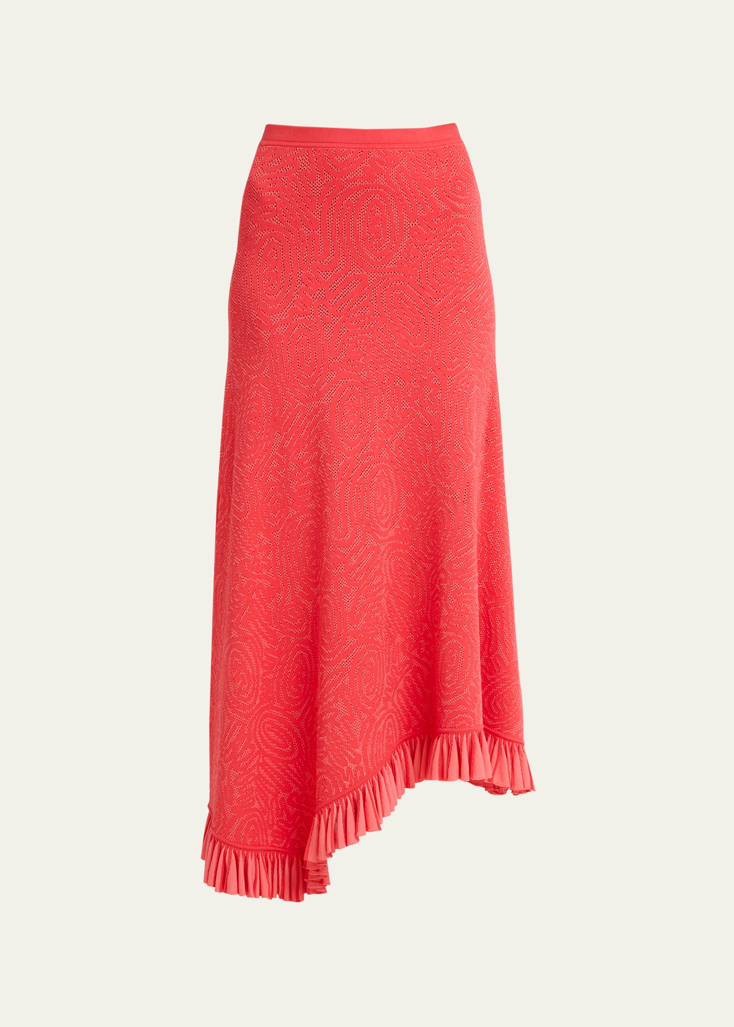 Shop Ulla Johnson Josephine Asymmetric Ruffle-hem Midi Skirt In Poppy