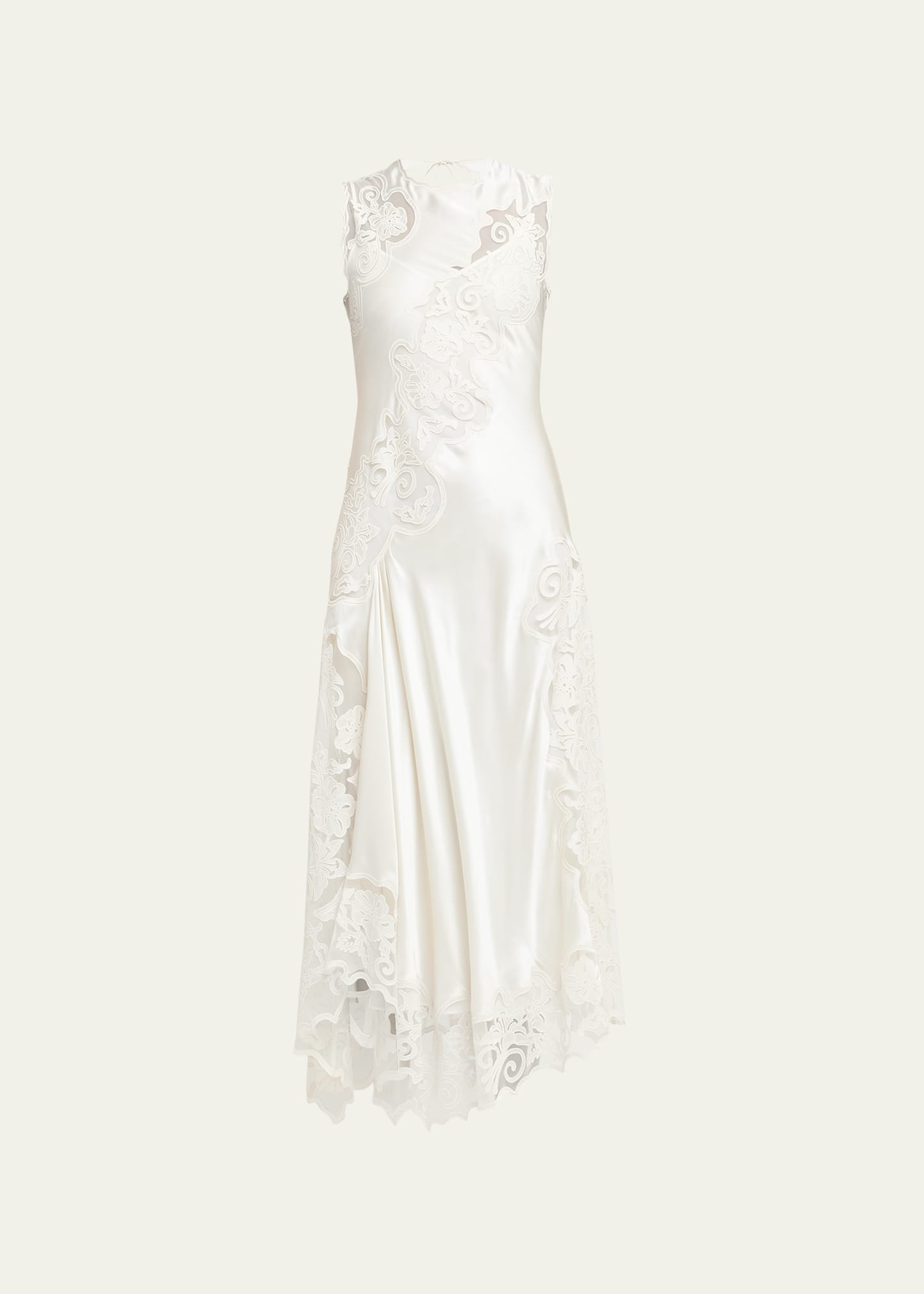 Ulla Johnson Kaia Sheer Floral Silk Open-back Sleeveless Midi Dress In Cowrie