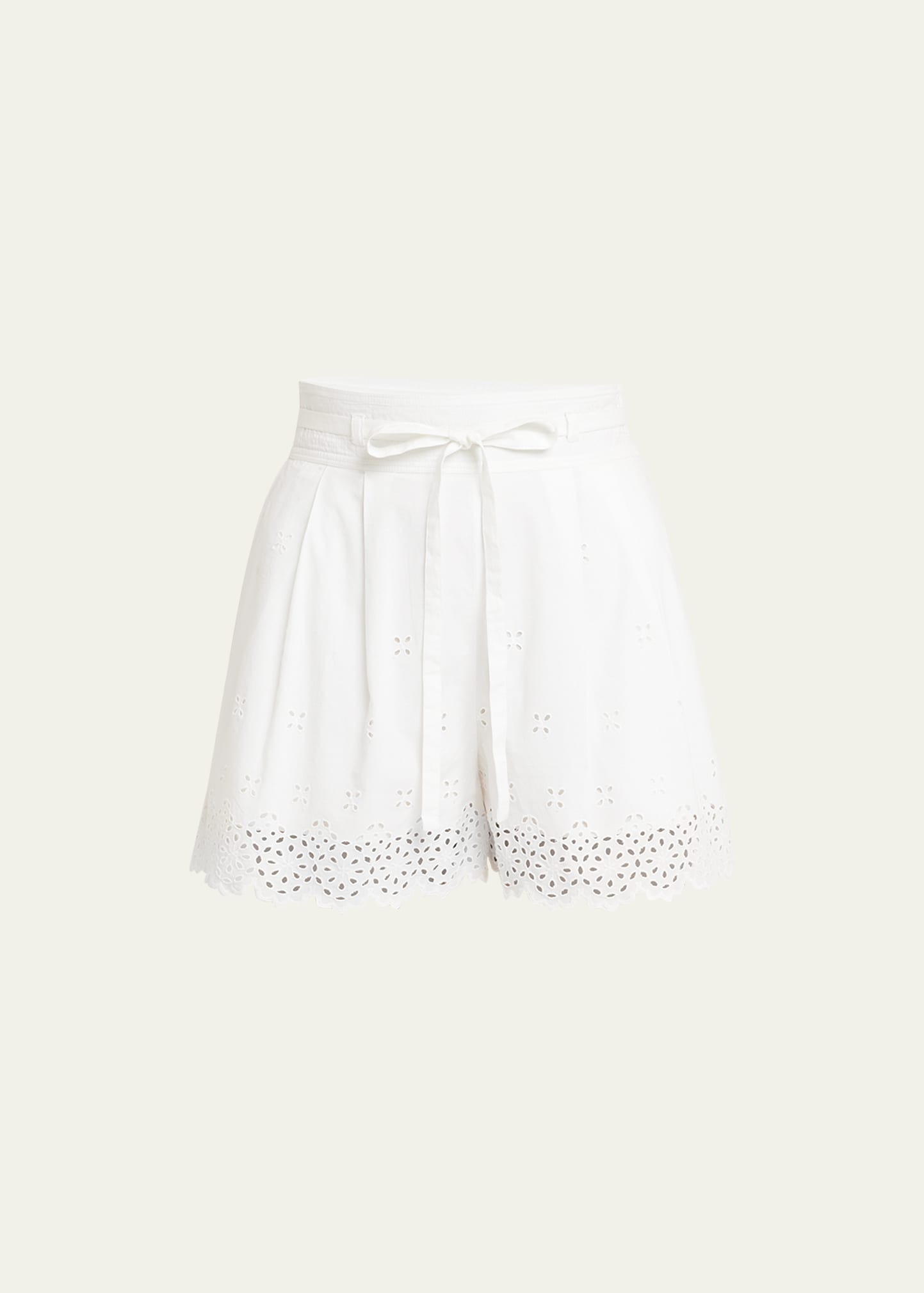 Ulla Johnson Sabine Belted Broderie Anglaise Cotton Shorts In White