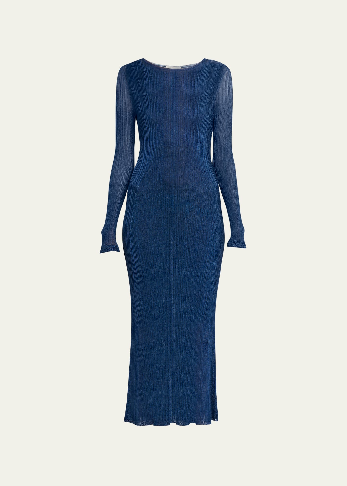 Ulla Johnson Simone Sheer Stripe Midi Overlay Dress In Midnight