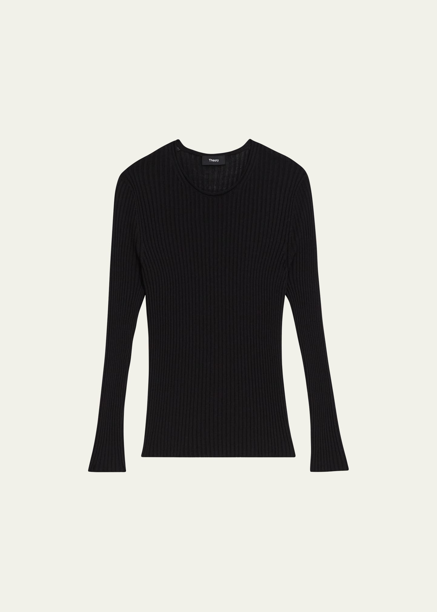Theory Slim Rib Merino Wool Pullover Sweater In Blk