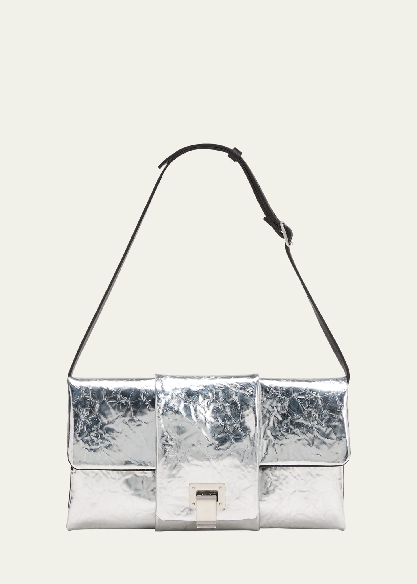 Proenza Schouler Flip Metallic-effect Leather Shoulder Bag In Silver