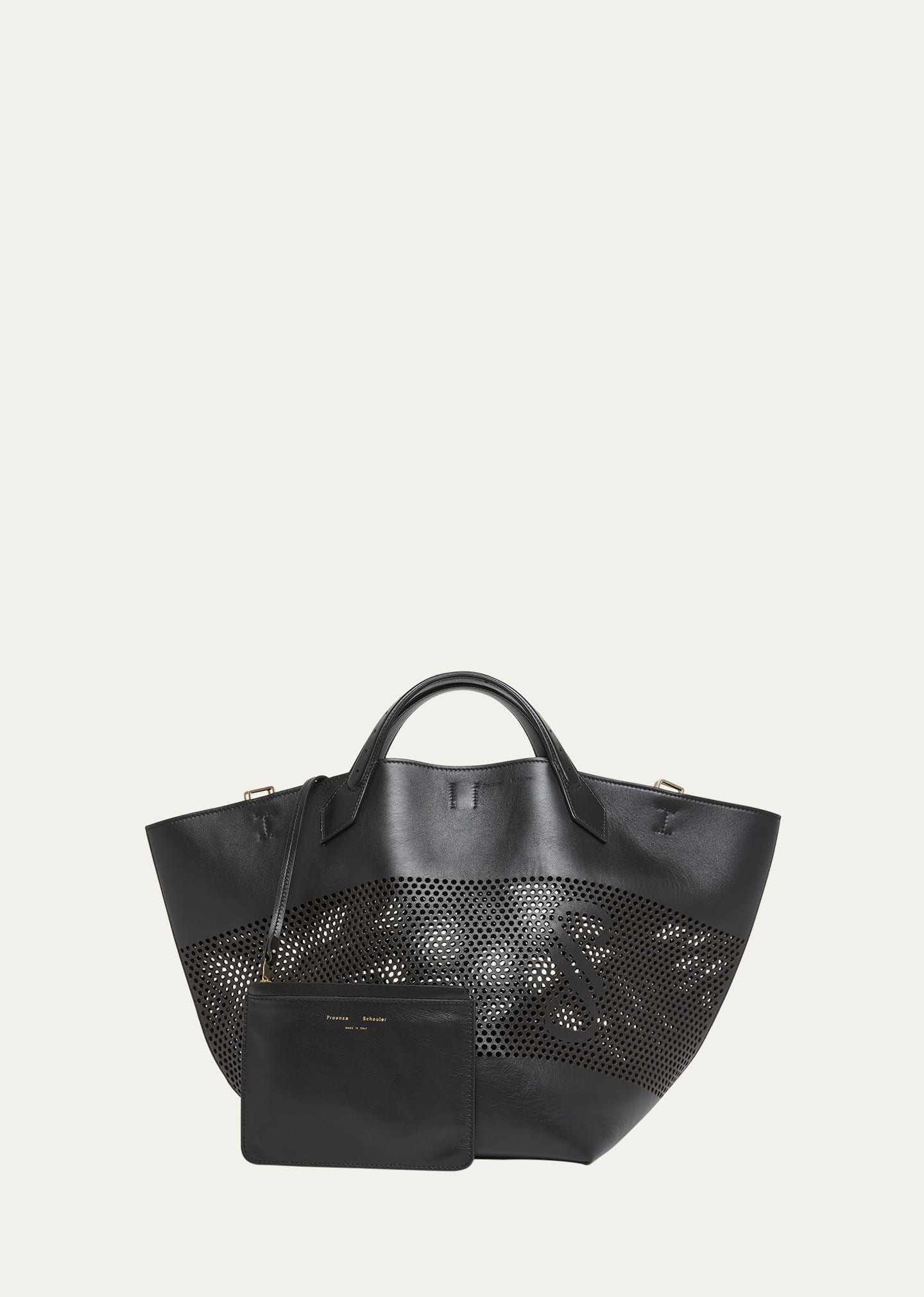 Shop Proenza Schouler Ps1 Large Perforated Leather Tote Bag In 001 Black