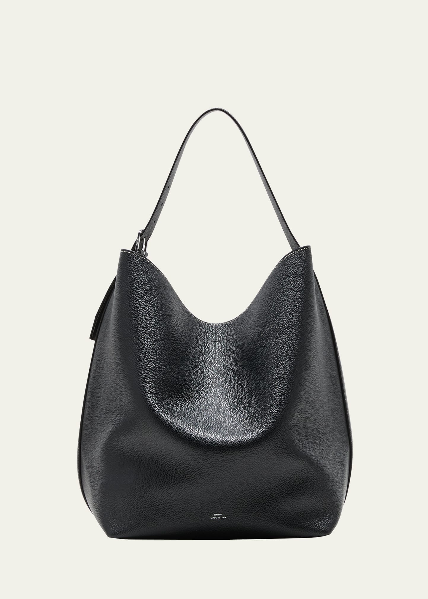 Shop Totême Belted Leather Tote Bag In Black