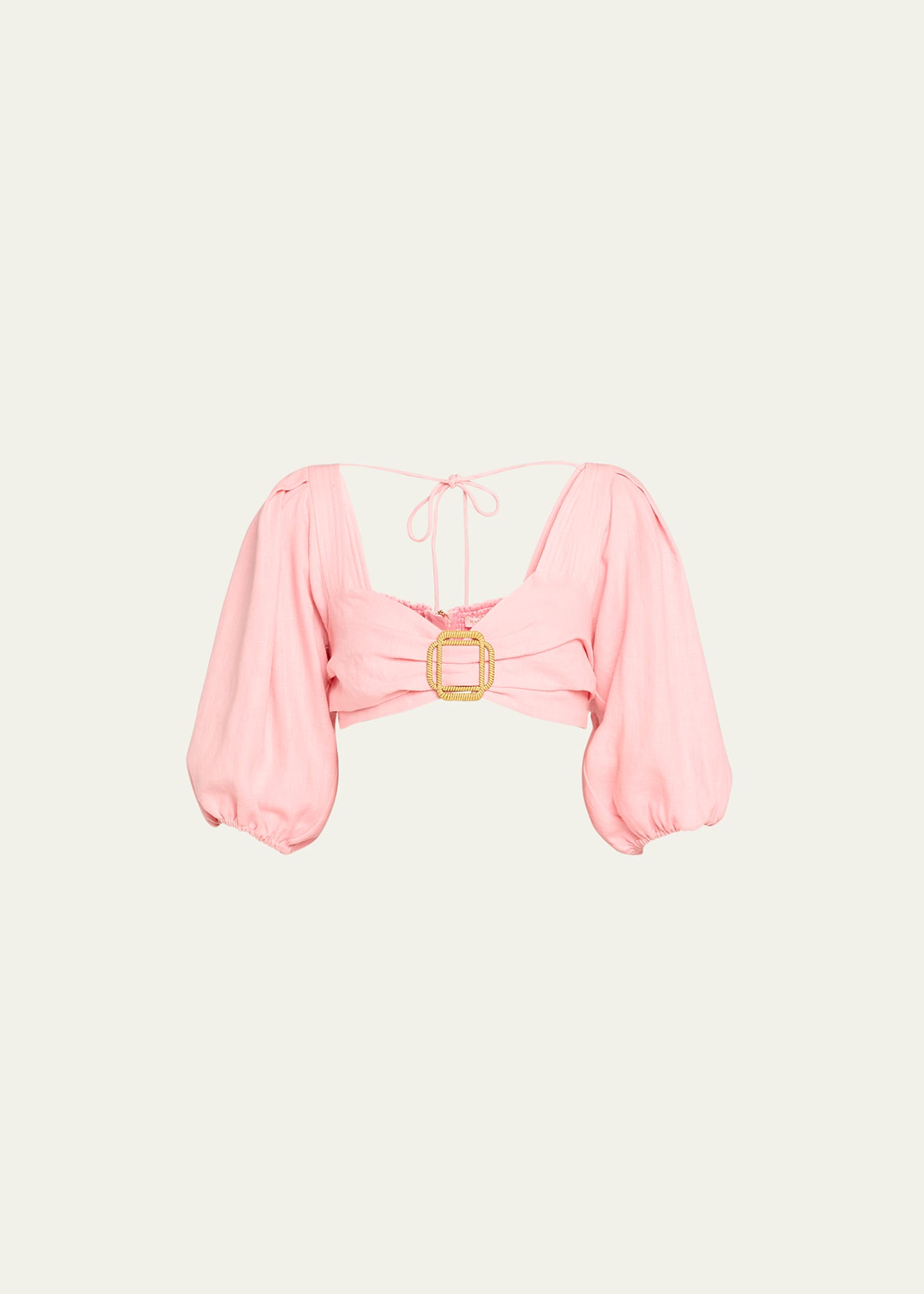 Shop Ramy Brook Kelsey Balloon-sleeve Cropped Blouse In Pink Tulip