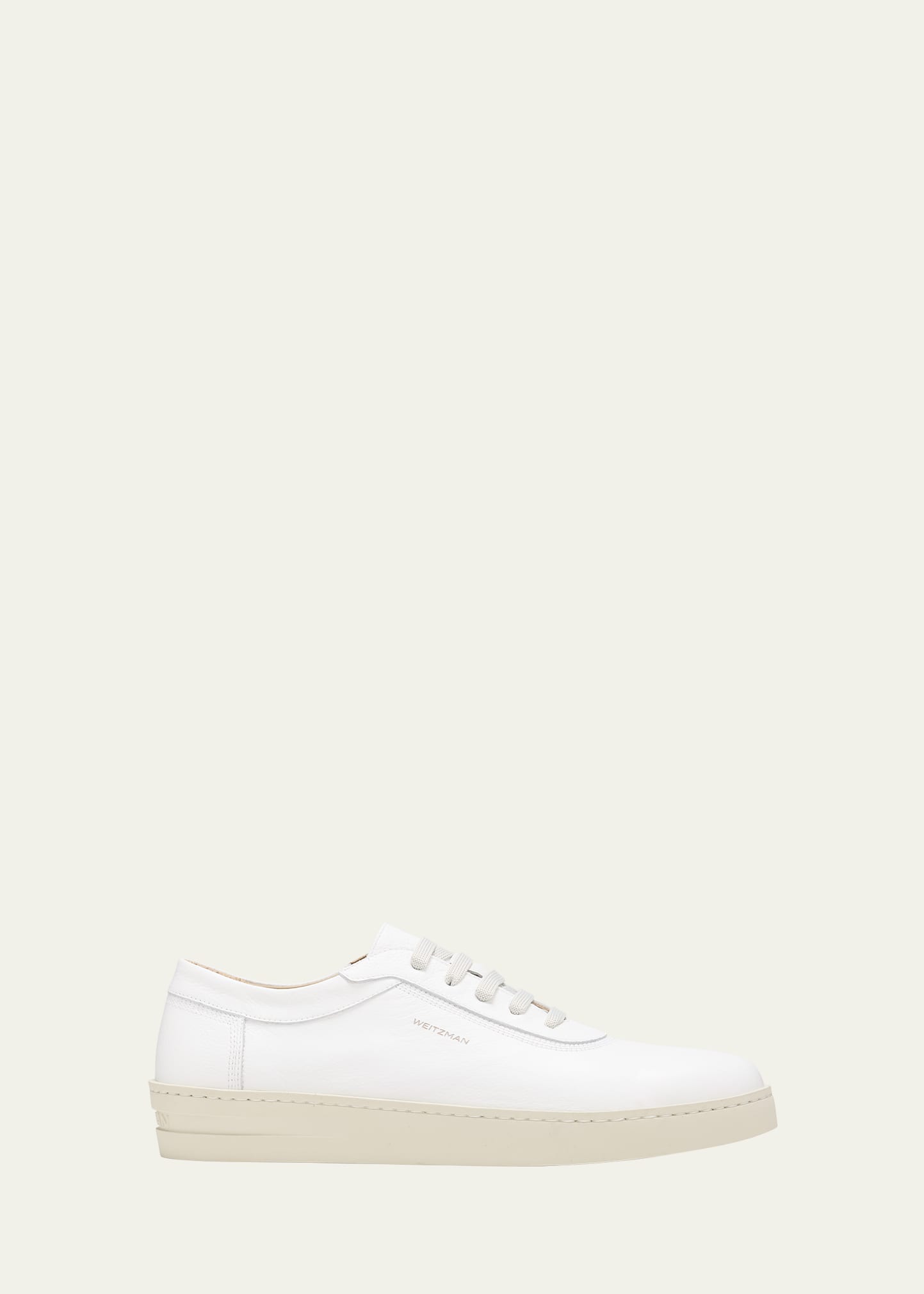 Shop Stuart Weitzman Men's Hamptons Leather Low-top Sneakers In White