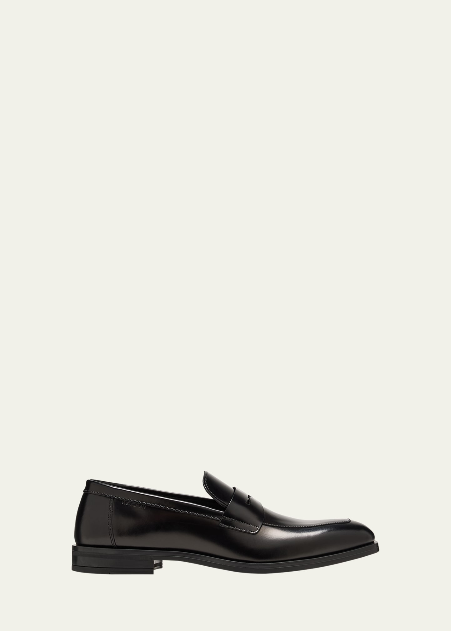 Stuart Weitzman Men's Club Burnished Leather Penny Loafers In Black