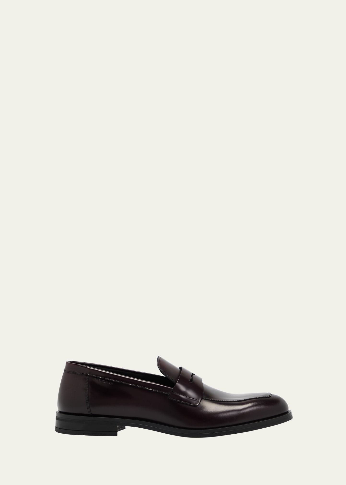 Shop Stuart Weitzman Men's Club Burnished Leather Penny Loafers In Burgundy