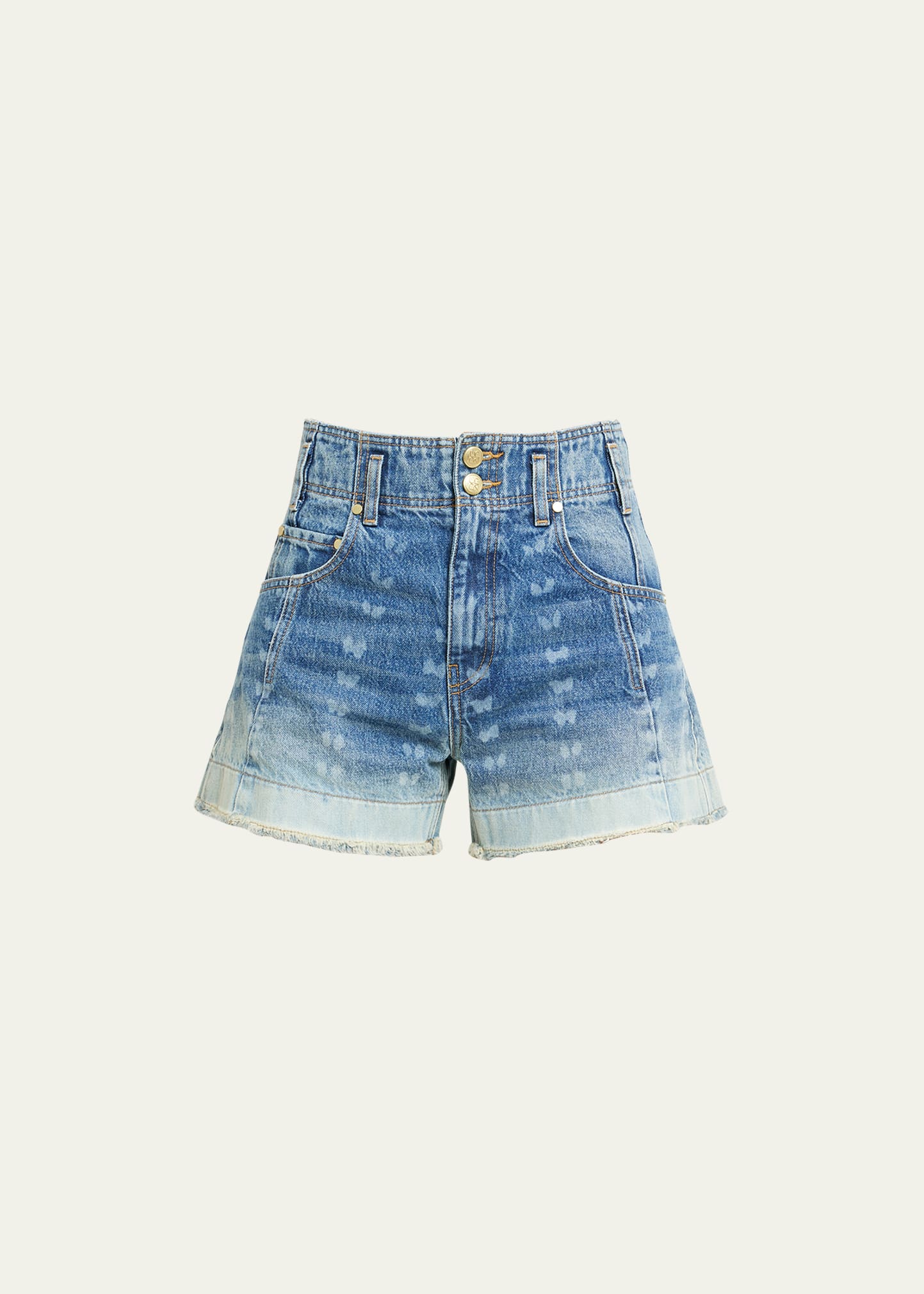 Ulla Johnson The Charlotte Wide-leg Butterfly-print Denim Shorts In Etched Arashi Was
