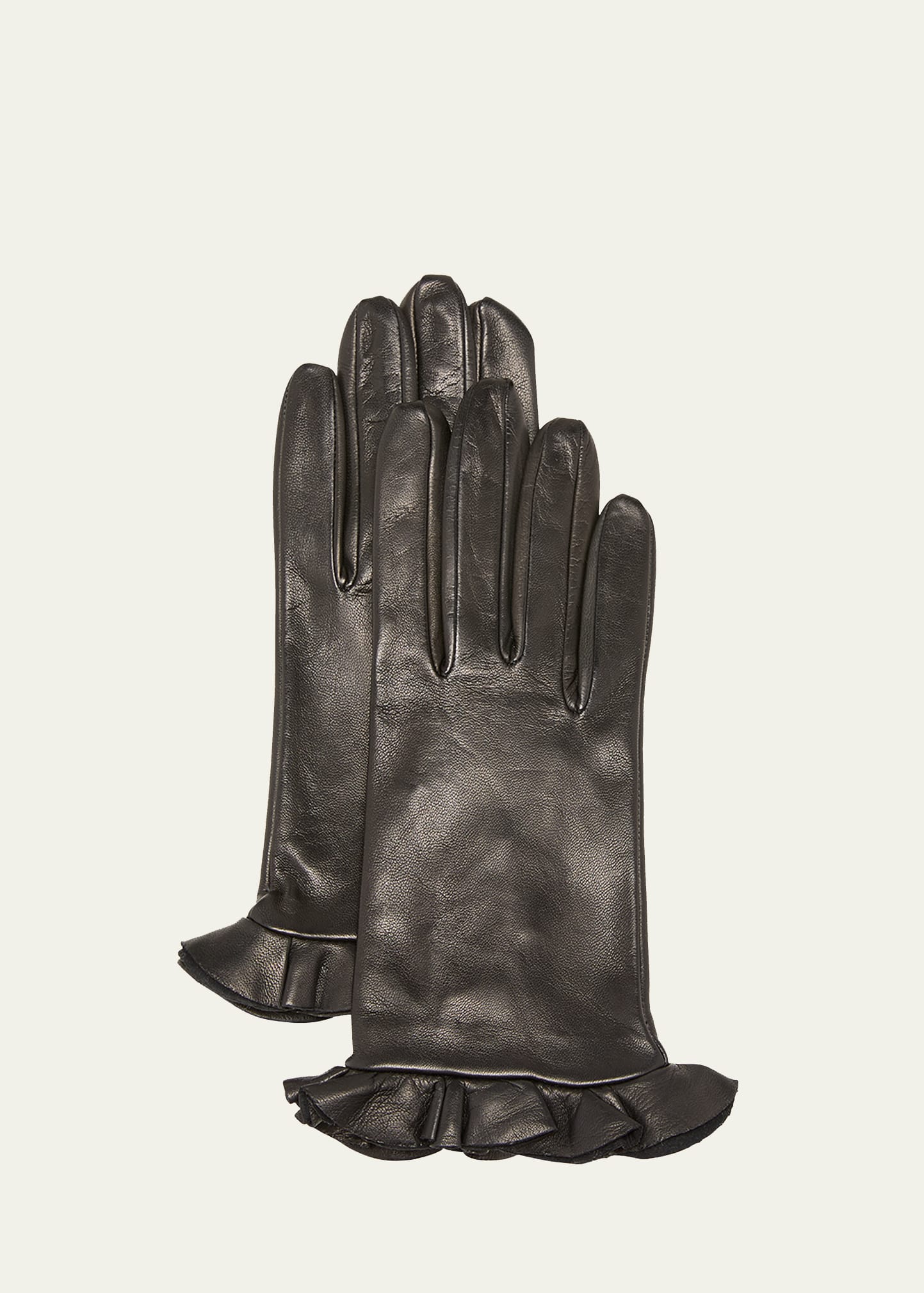 Danielle Ruffled Leather Gloves