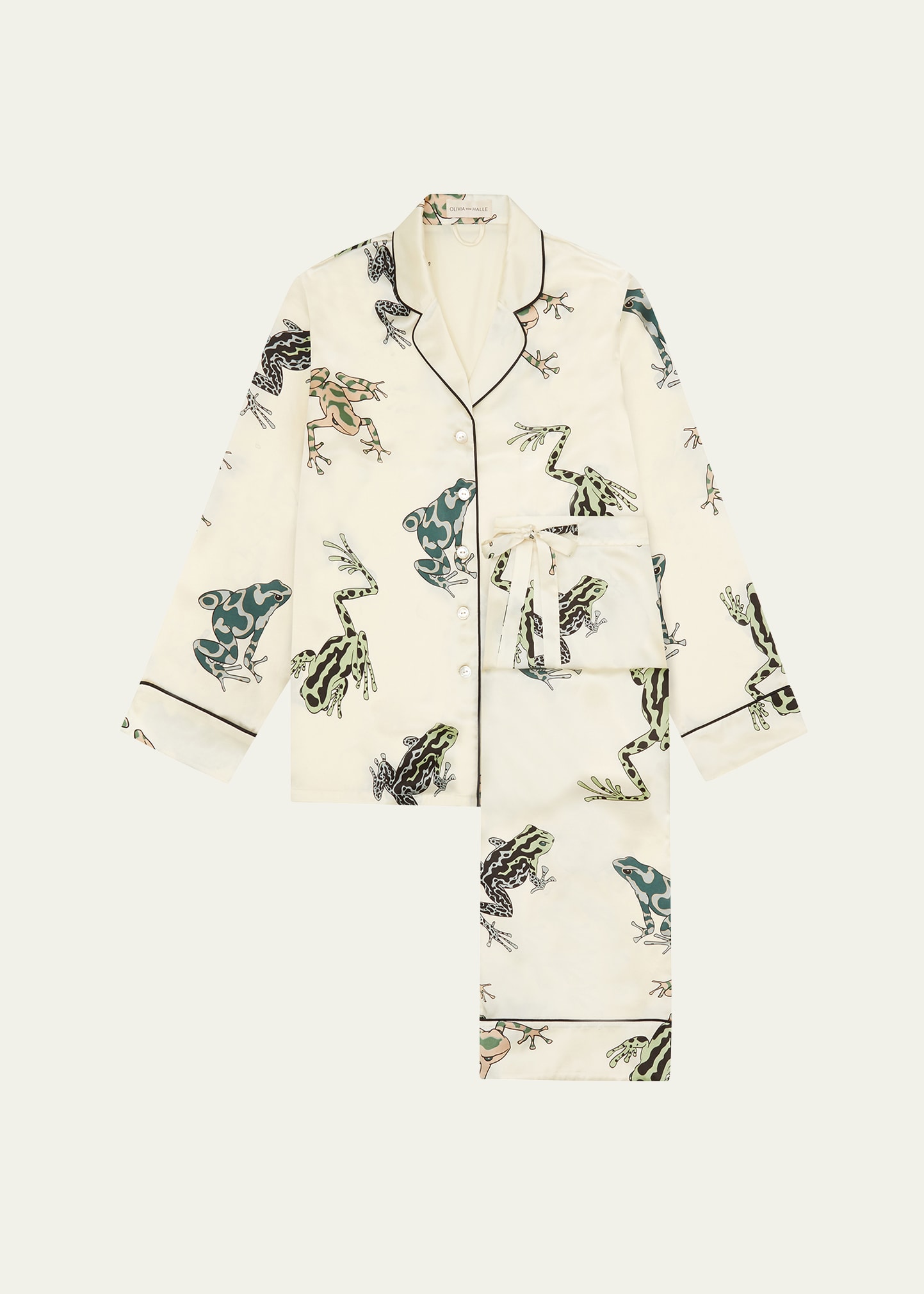 Lila Frog-Print Silk Satin Pajama Set