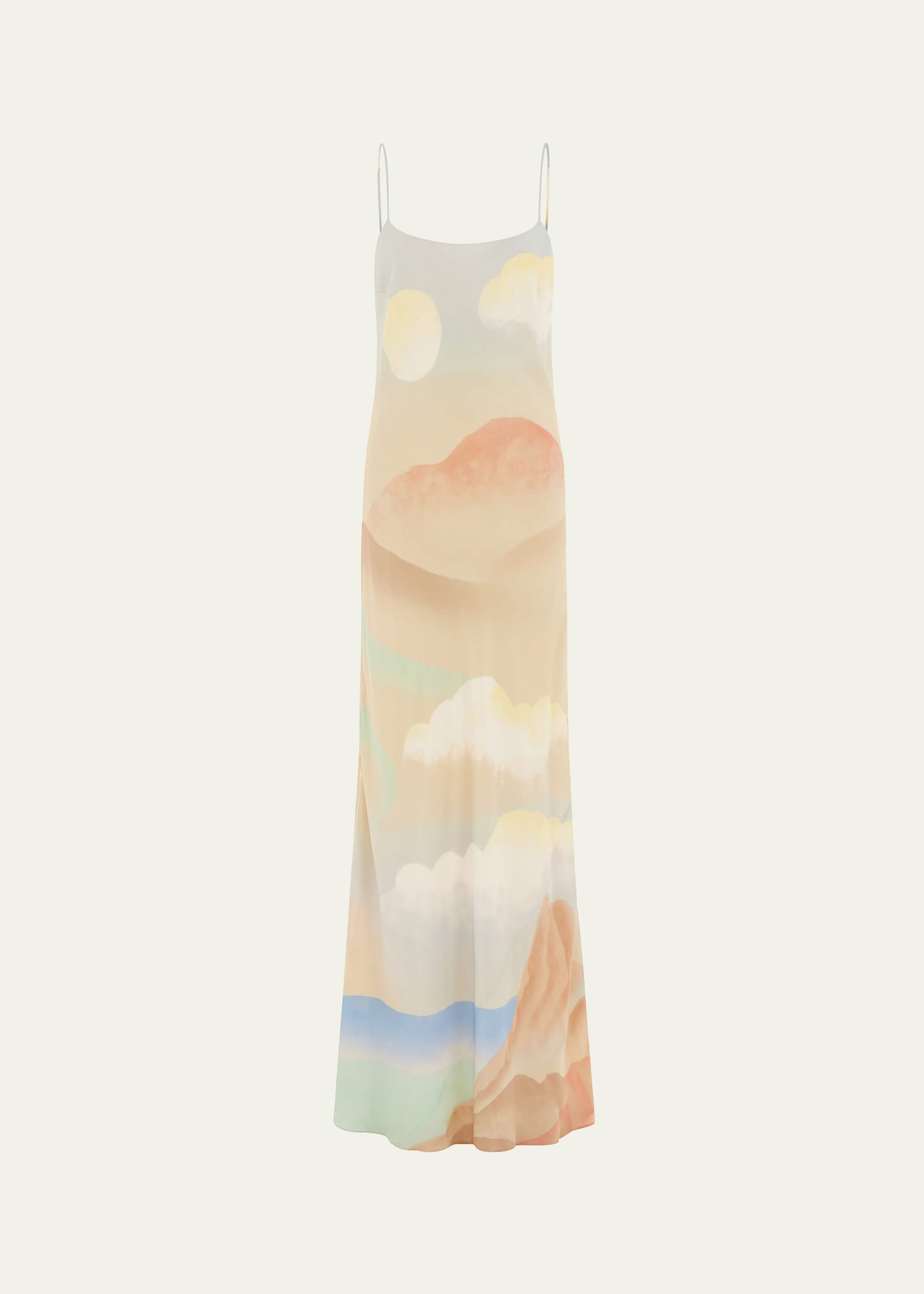 Olympia Landscape-Print Silk Slip Dress