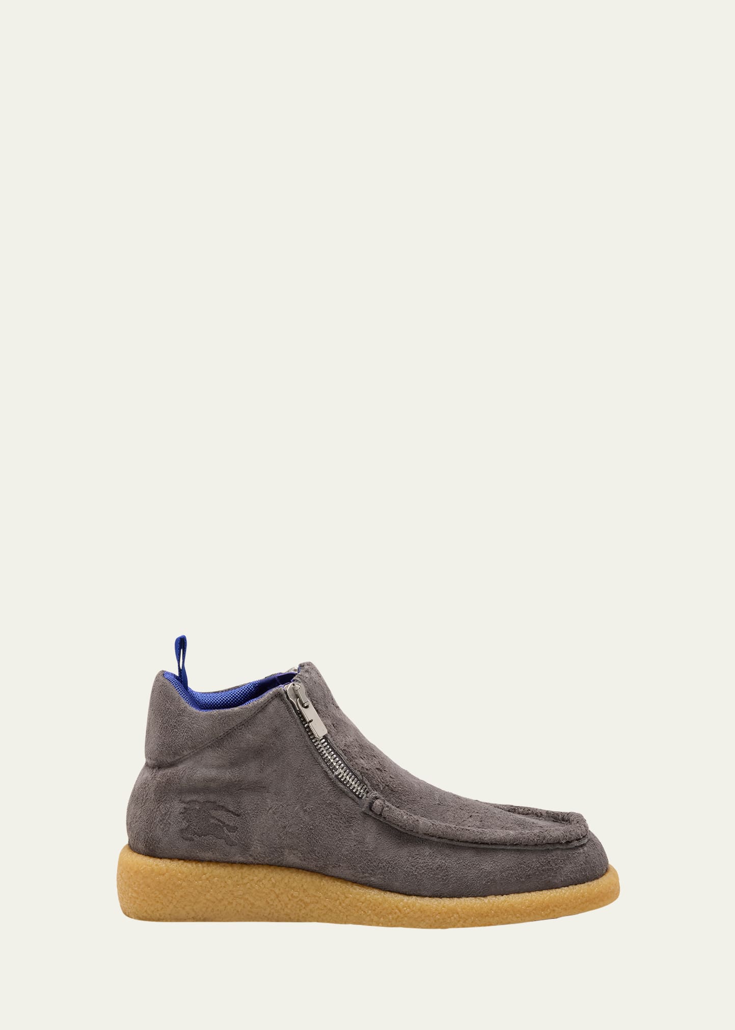 Shop Burberry Men's Chance Textured Suede Ankle Boots In Ash