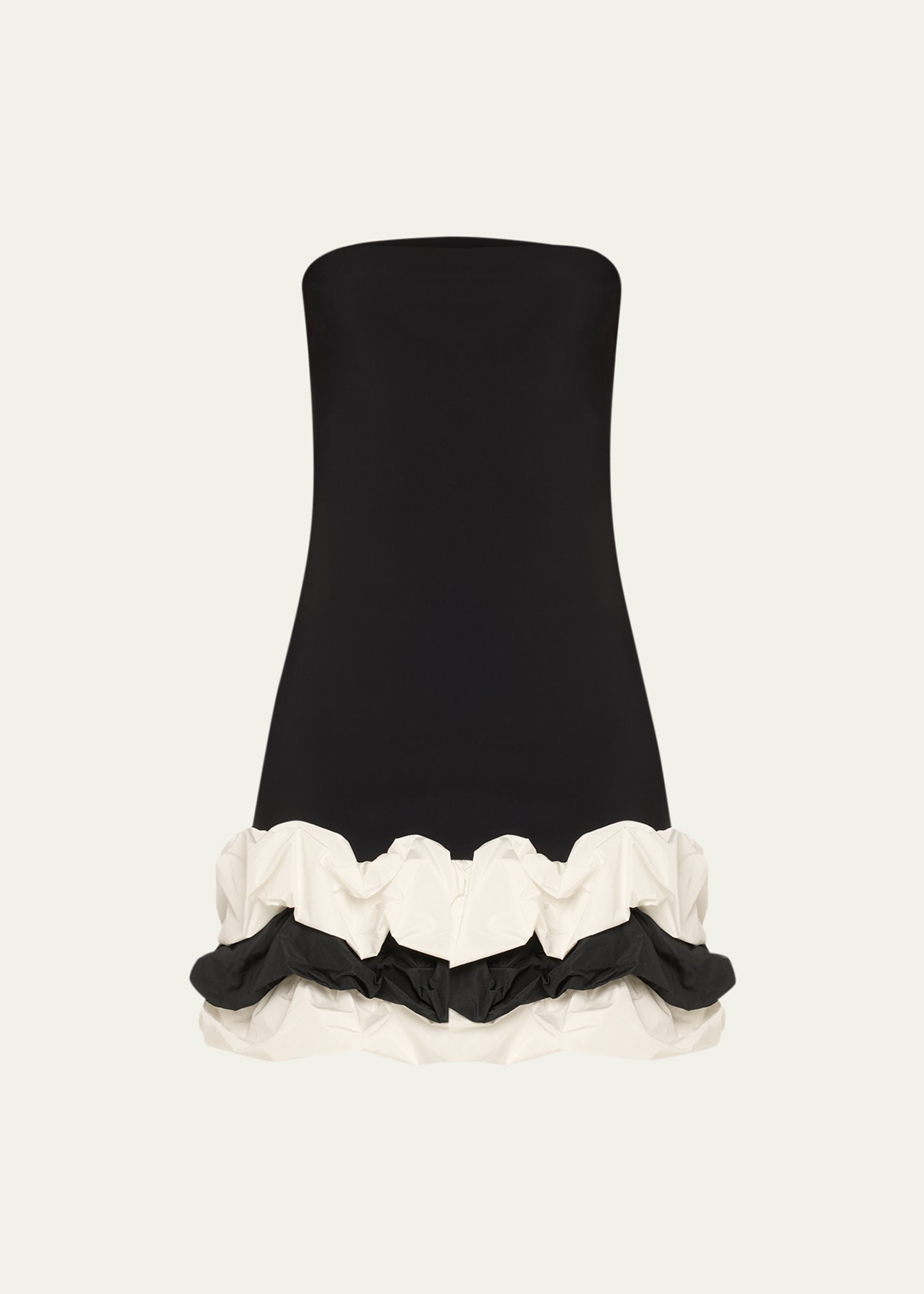 Chiara Boni La Petite Robe Markin Strapless Two-tone Ruffle Mini Dress In Black White