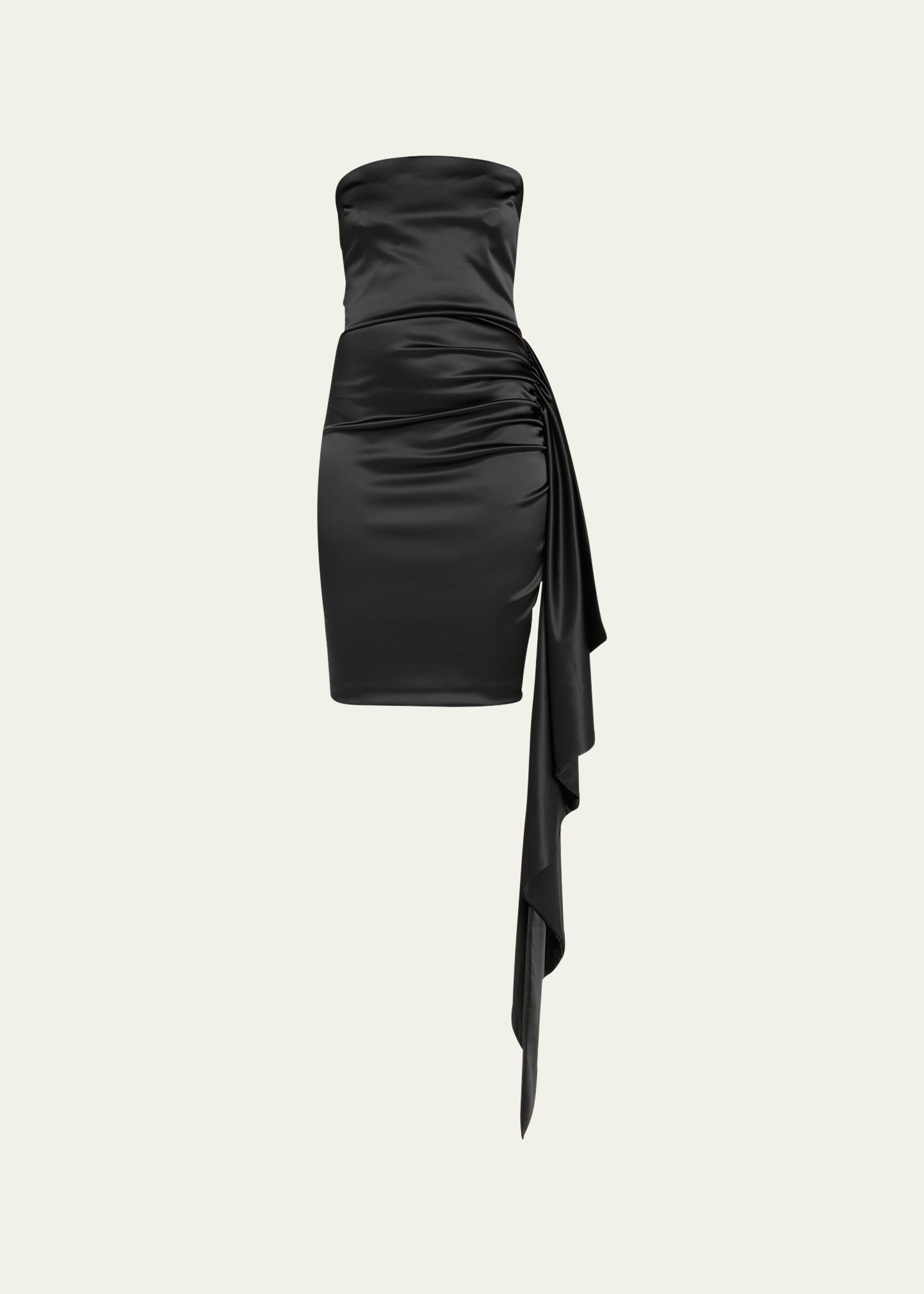 Chiara Boni La Petite Robe Kazmer Strapless Draped Satin Midi Dress In Black