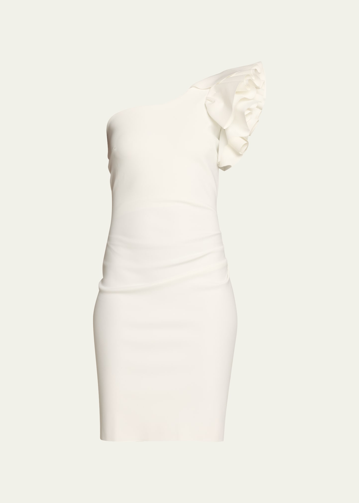 Chiara Boni La Petite Robe Umar Ruffle One-shoulder Bodycon Midi Dress In White