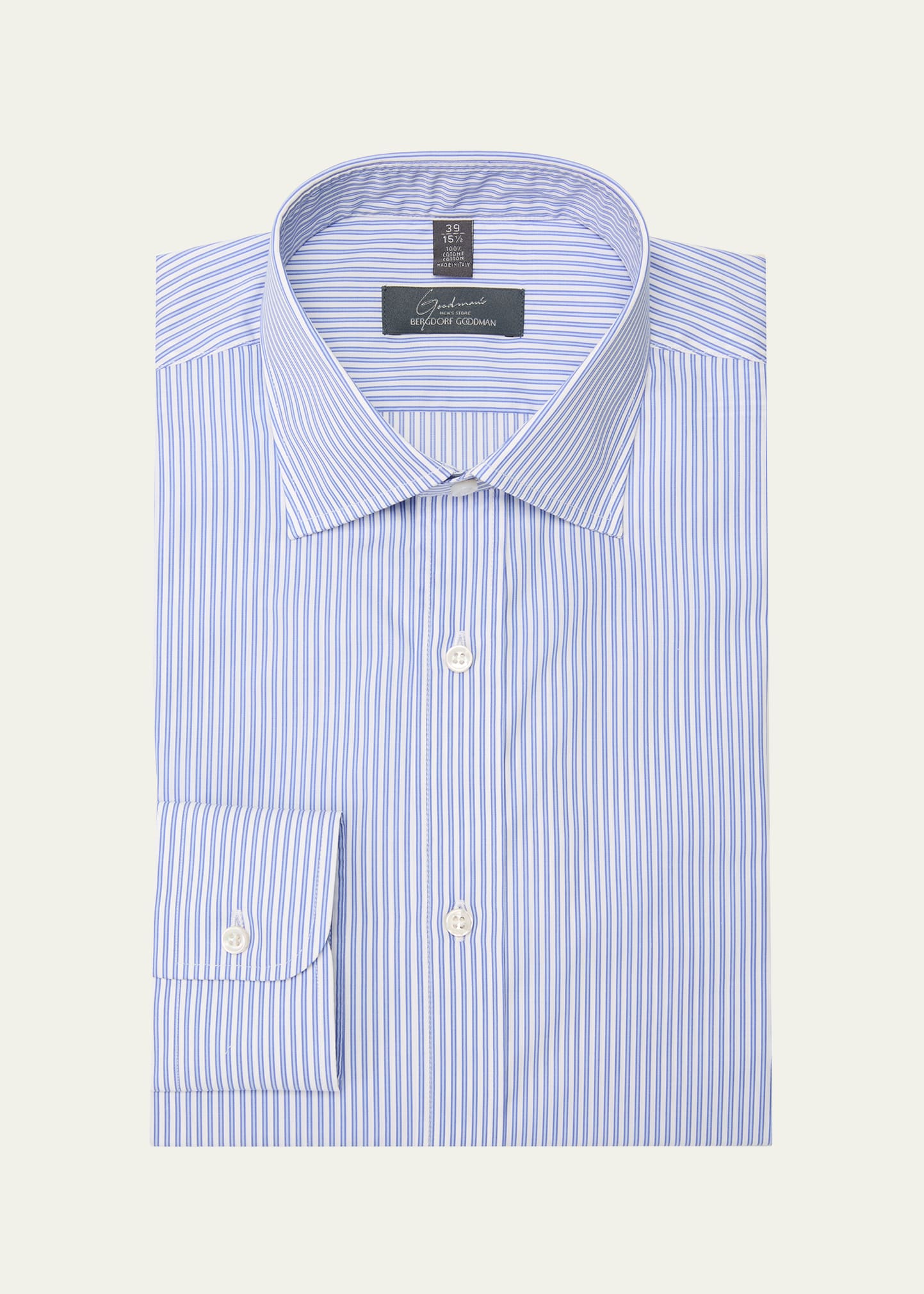 Bergdorf Goodman Men's Cotton Multi-stripe Dress Shirt In 15-blue Nvy Wht