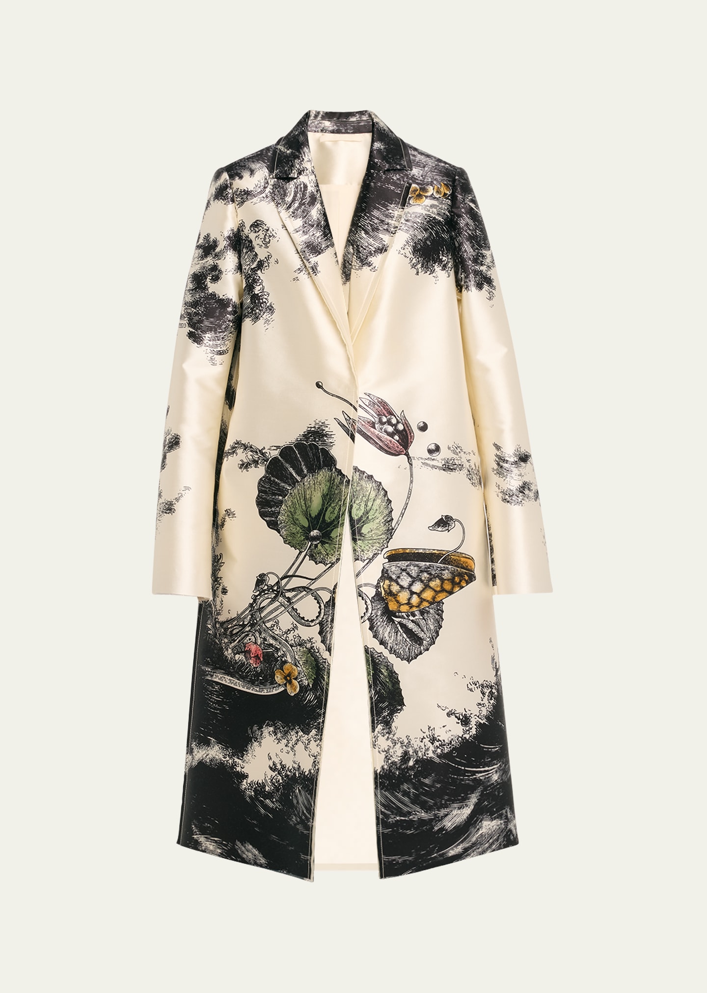 Jason Wu Collection Placed Print Wool Blend Coat In Pearl Multi