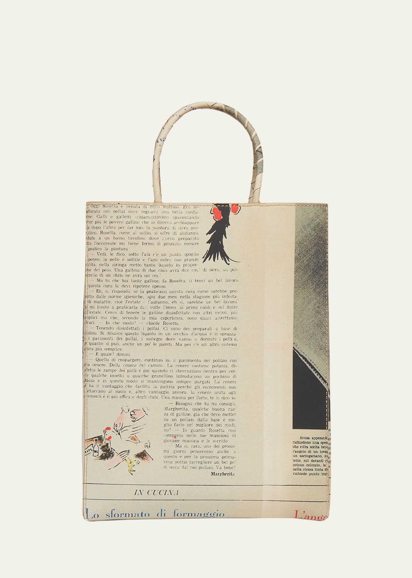 Shop Bottega Veneta Small Newspaper-print Tote Bag In 2642 Beige-black