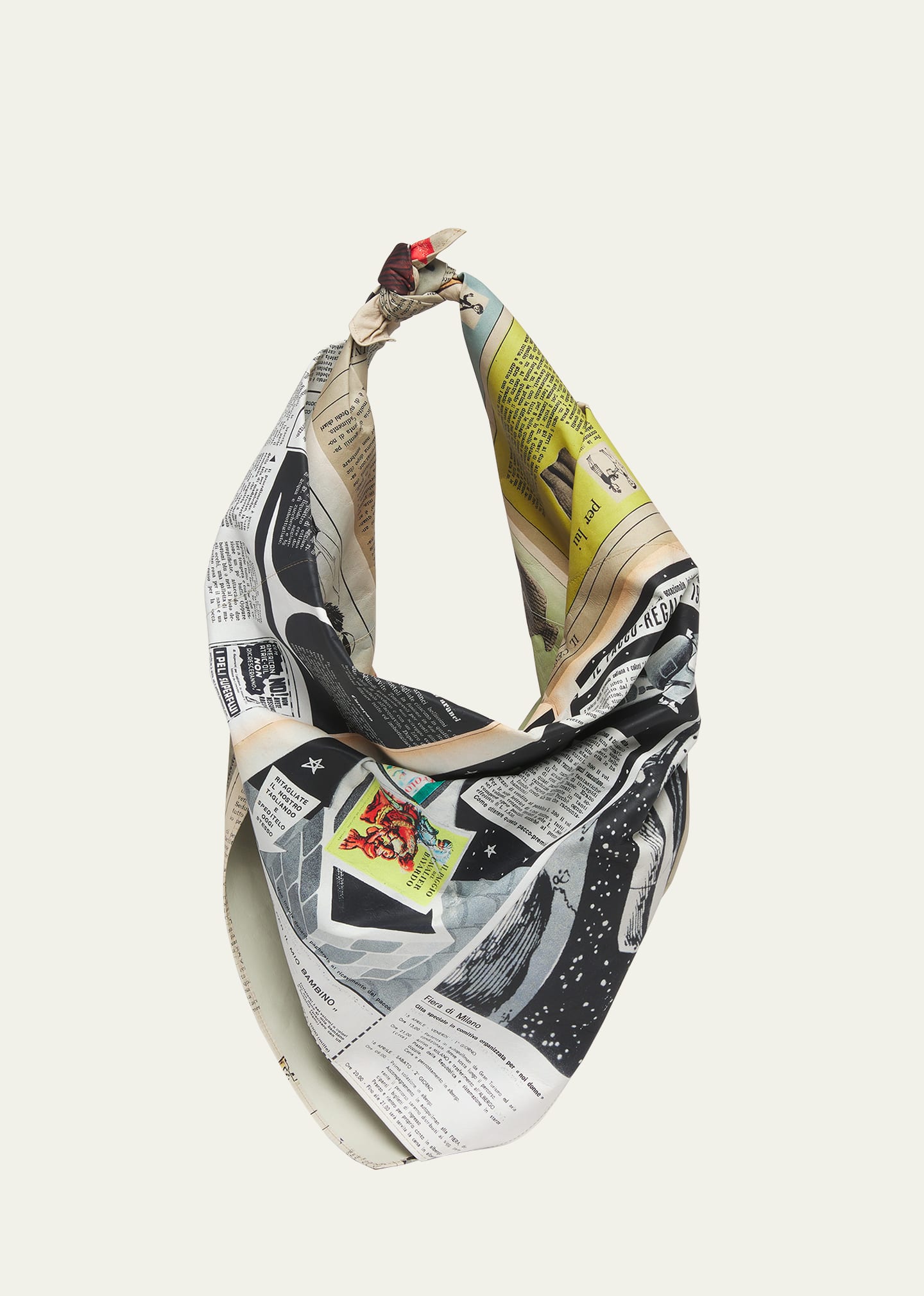 Bottega Veneta Foulard Newspaper-print Top-handle Bag In Multi