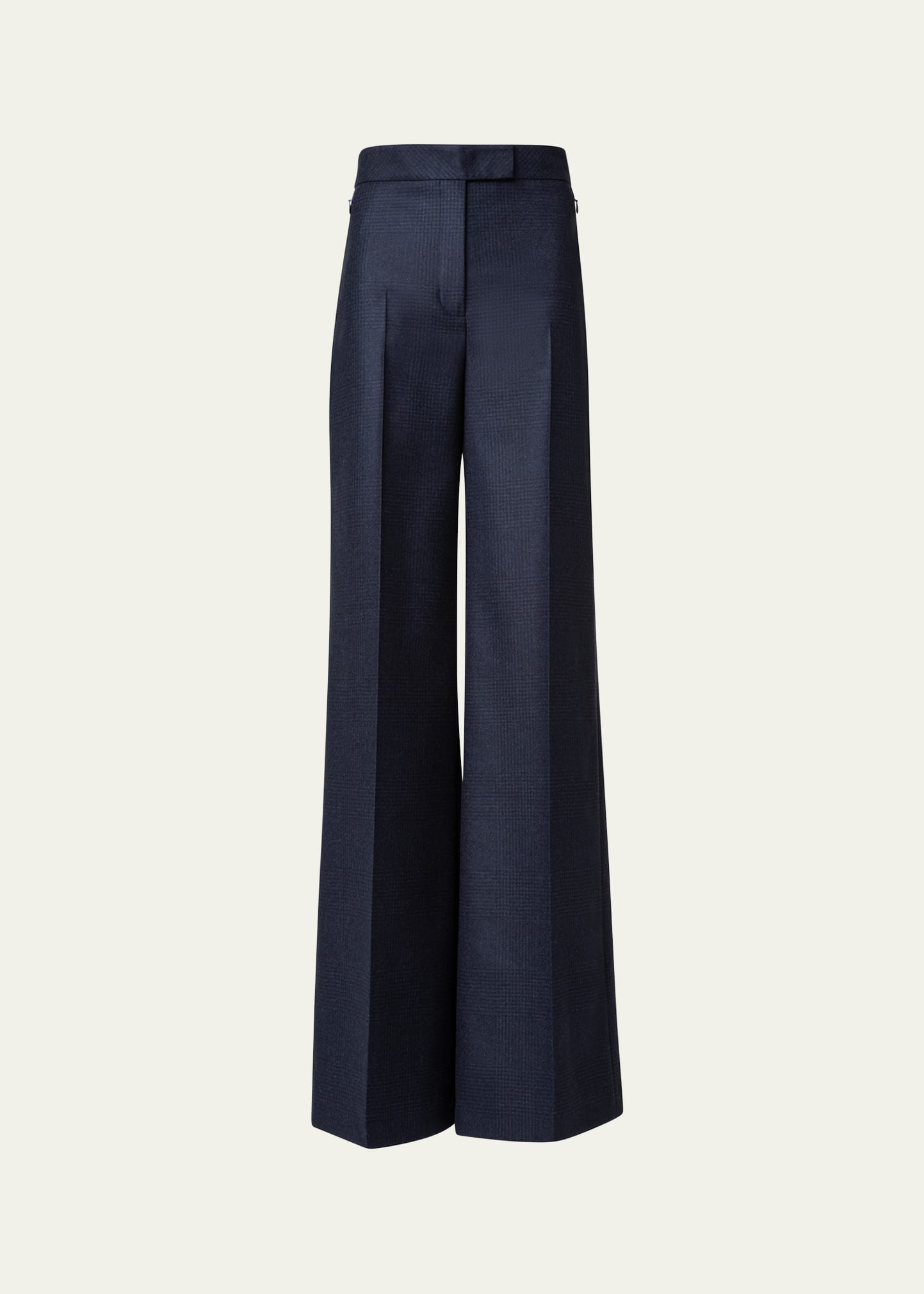 Floretta Prince of Wales Wide Leg Wool Trousers