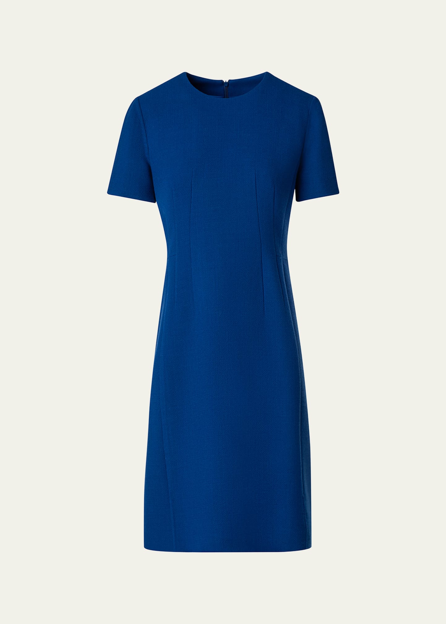 Akris Wool Princess Seam Sheath Dress In Blue