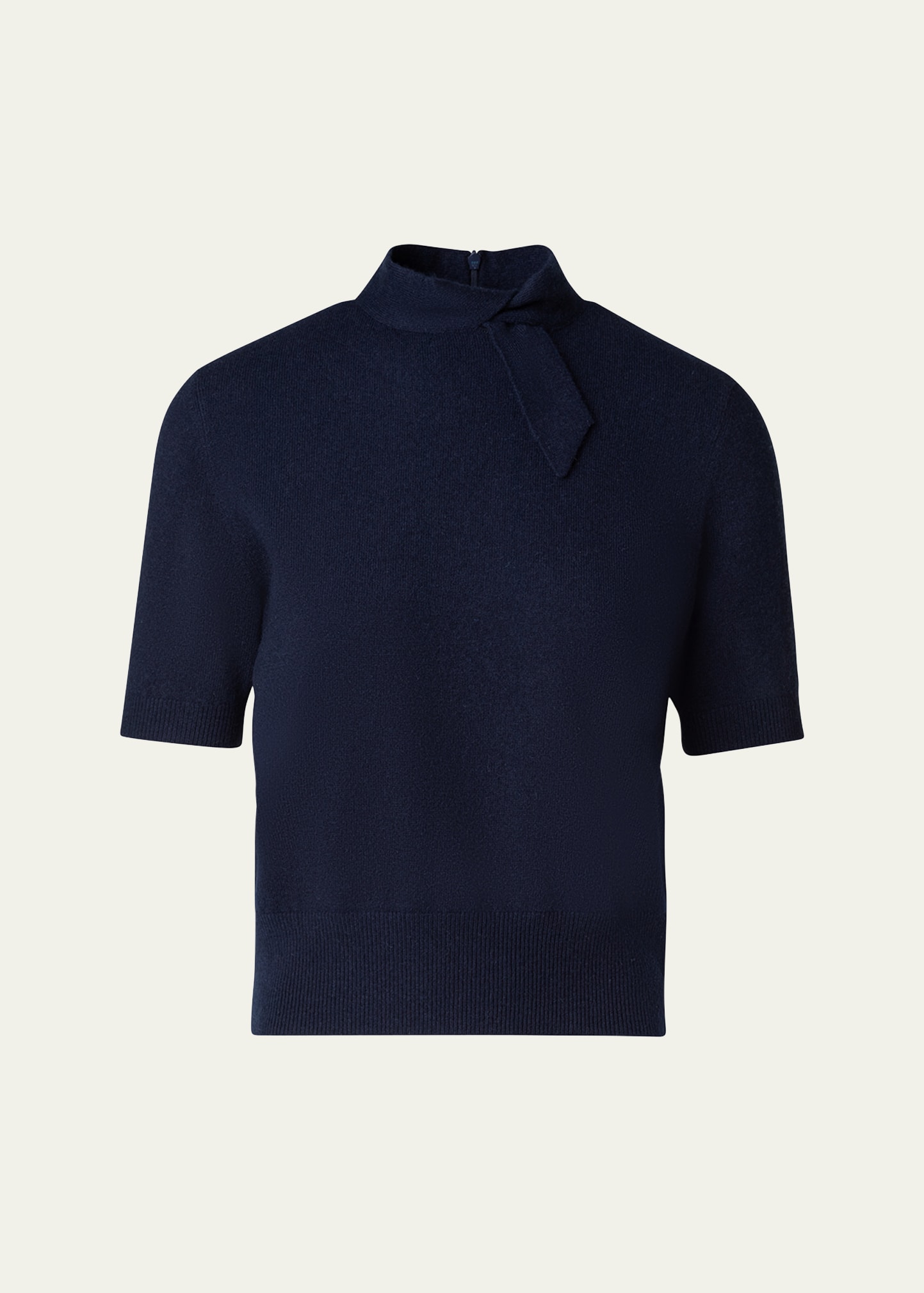 Shop Akris Cashmere Knit Top With Knot Detail In Navy
