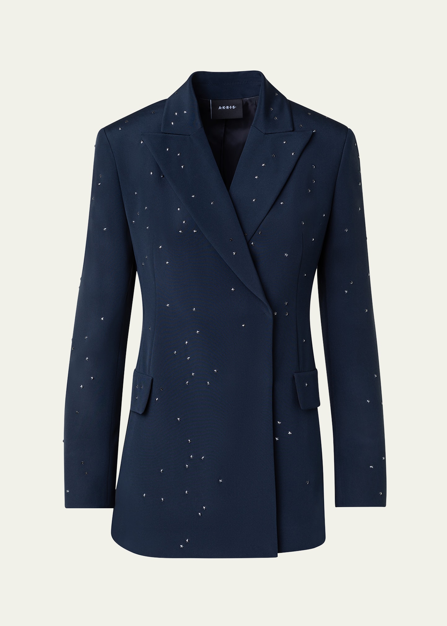 Shop Akris Nadine Swarovski Stars Silk Jacket In Navy